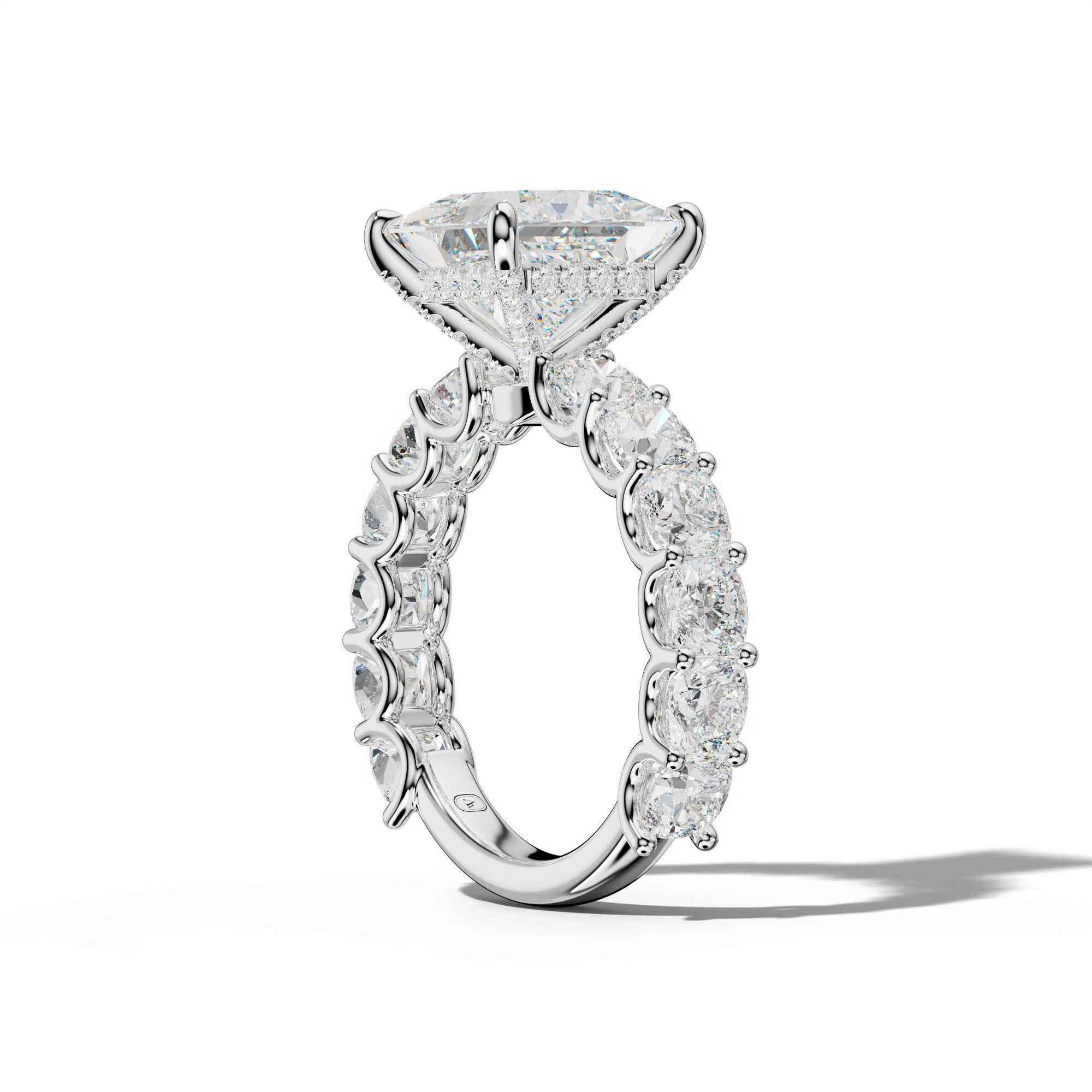Daniela Princess Cut Engagement Ring With Cushion Side Stones