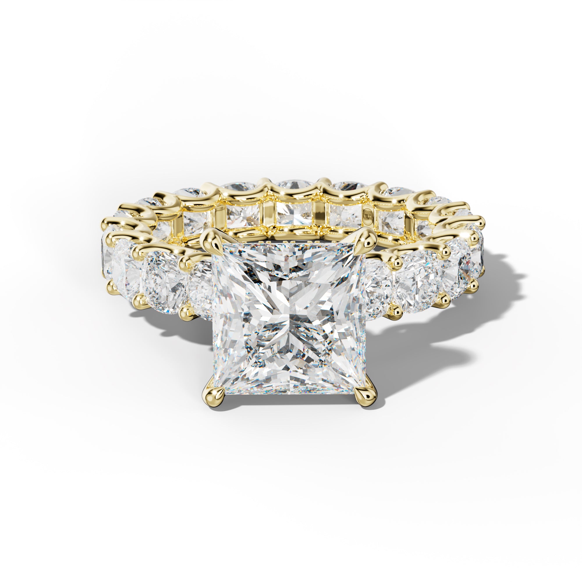 Karla Princess Cut Engagement Ring With Cushion Side Stones