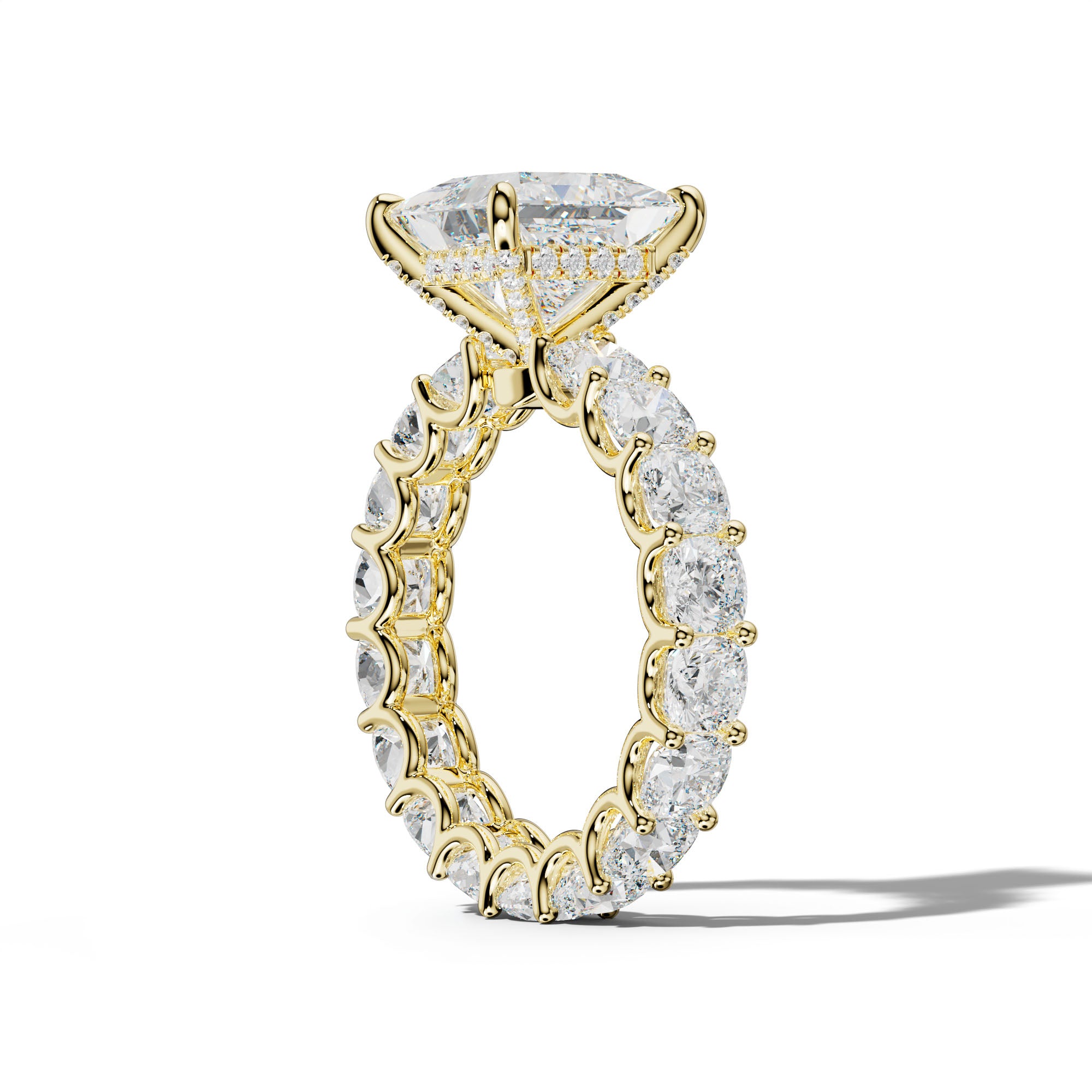 Karla Princess Cut Engagement Ring With Cushion Side Stones