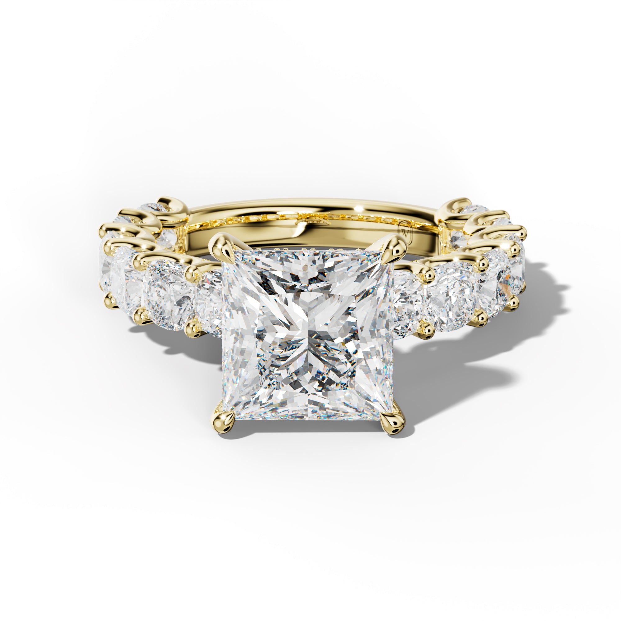 Daniela Princess Cut Engagement Ring With Cushion Side Stones
