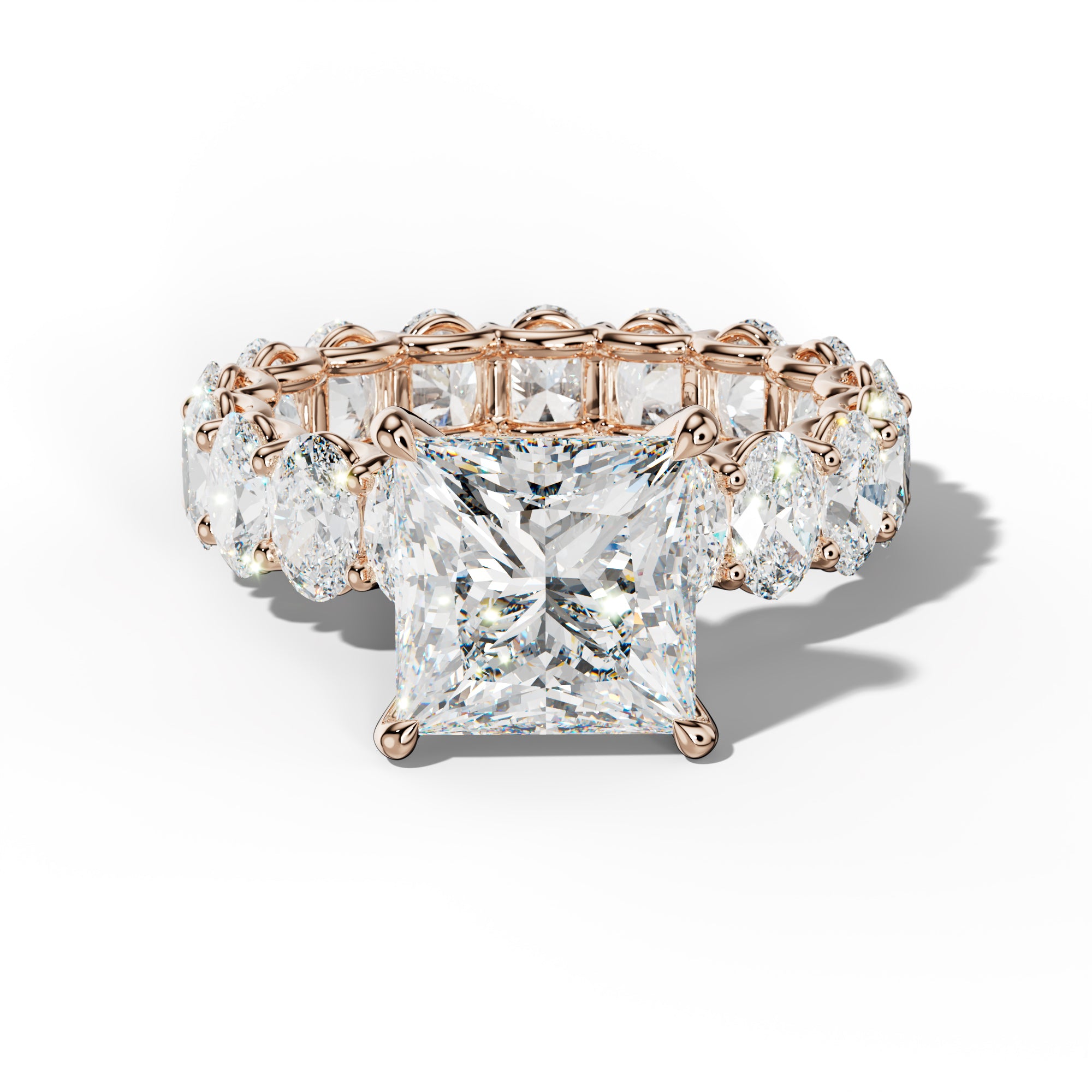 Helena Princess Cut Engagement Ring With Oval Side Stones