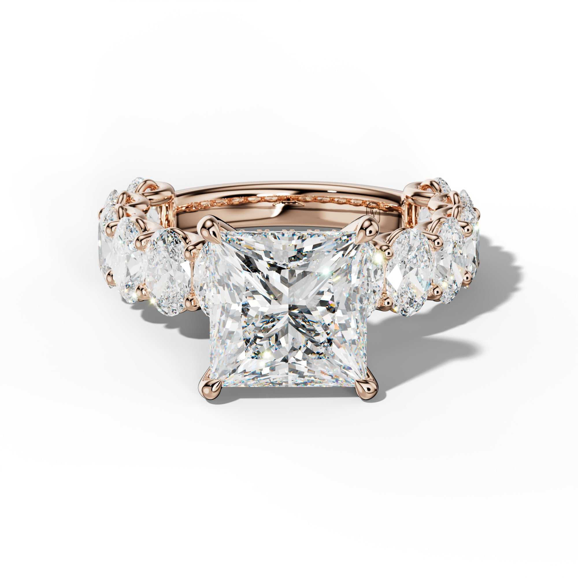 Ada Princess Cut Engagement Ring With Oval Side Stones