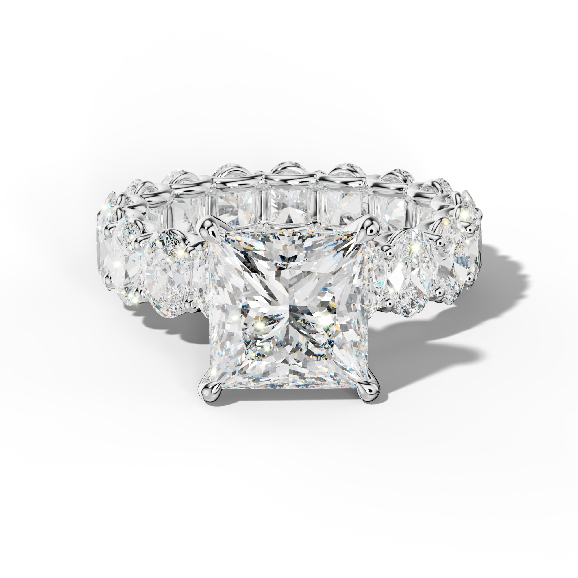 Helena Princess Cut Engagement Ring With Oval Side Stones