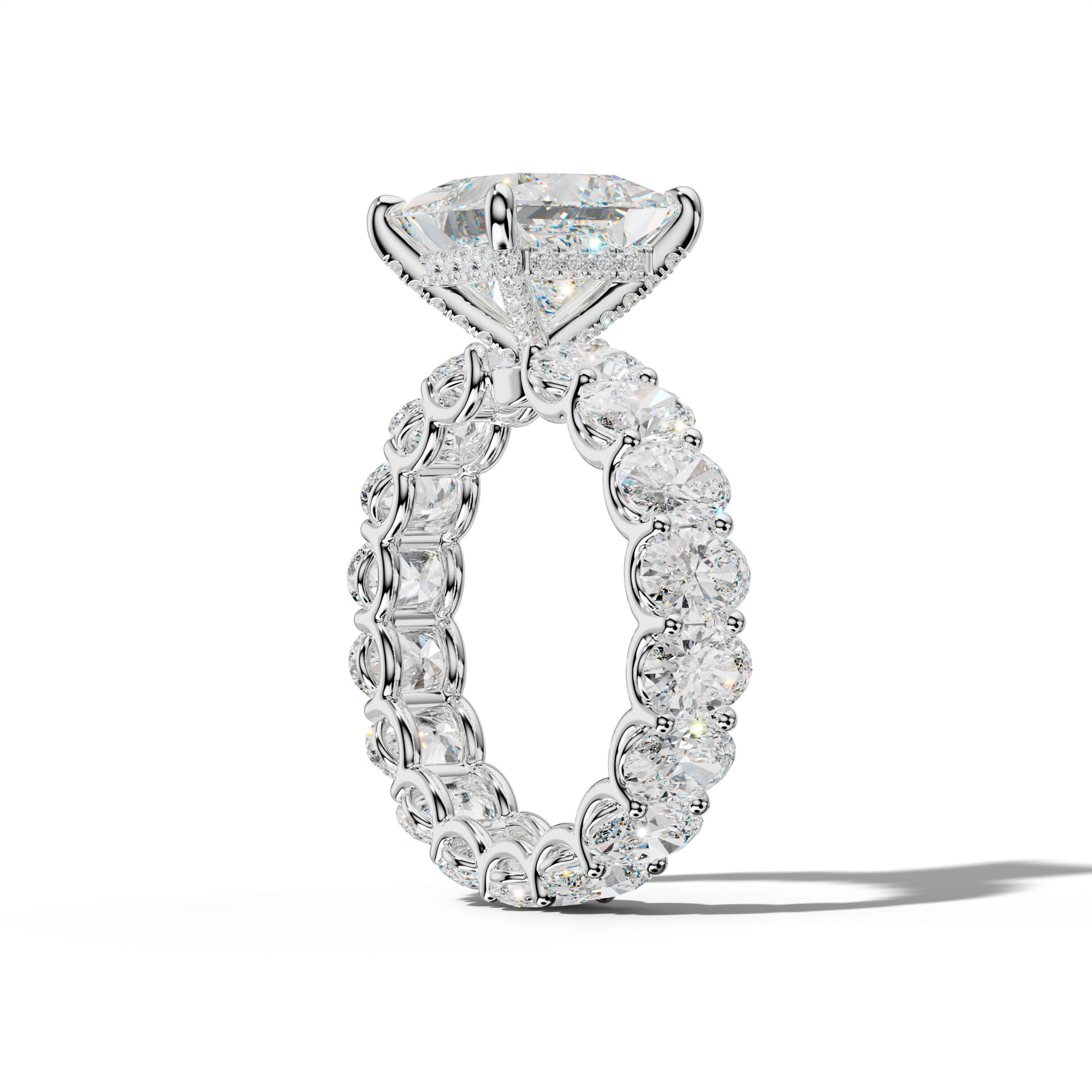 Helena Princess Cut Engagement Ring With Oval Side Stones