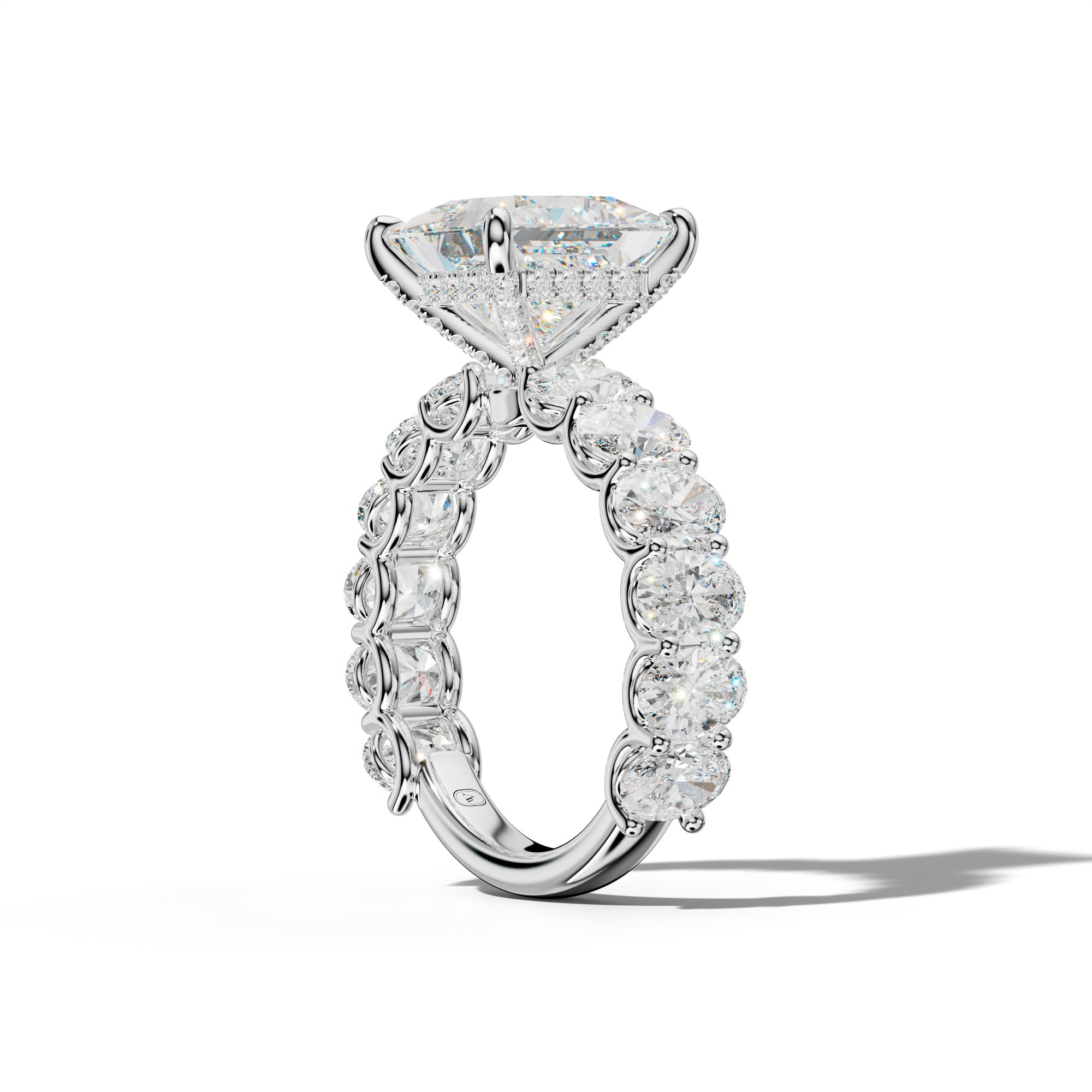 Ada Princess Cut Engagement Ring With Oval Side Stones