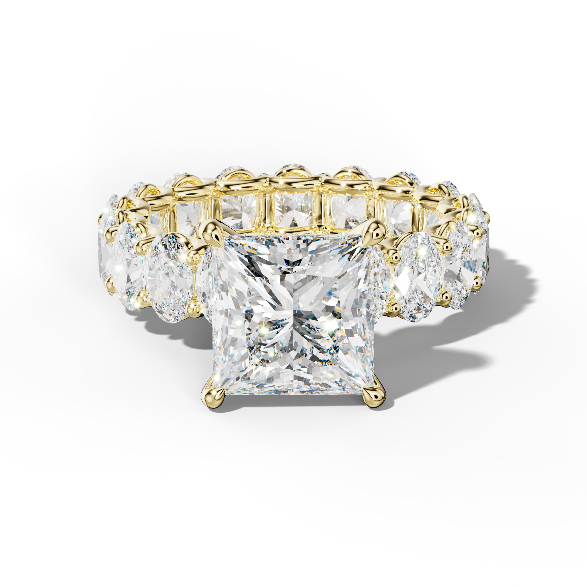 Helena Princess Cut Engagement Ring With Oval Side Stones
