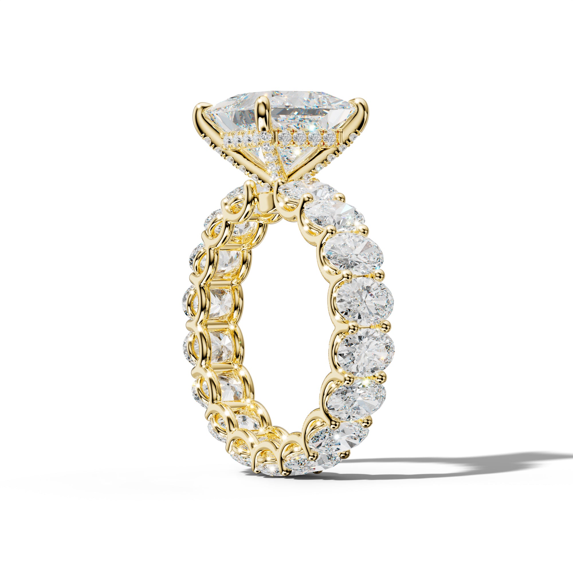 Helena Princess Cut Engagement Ring With Oval Side Stones
