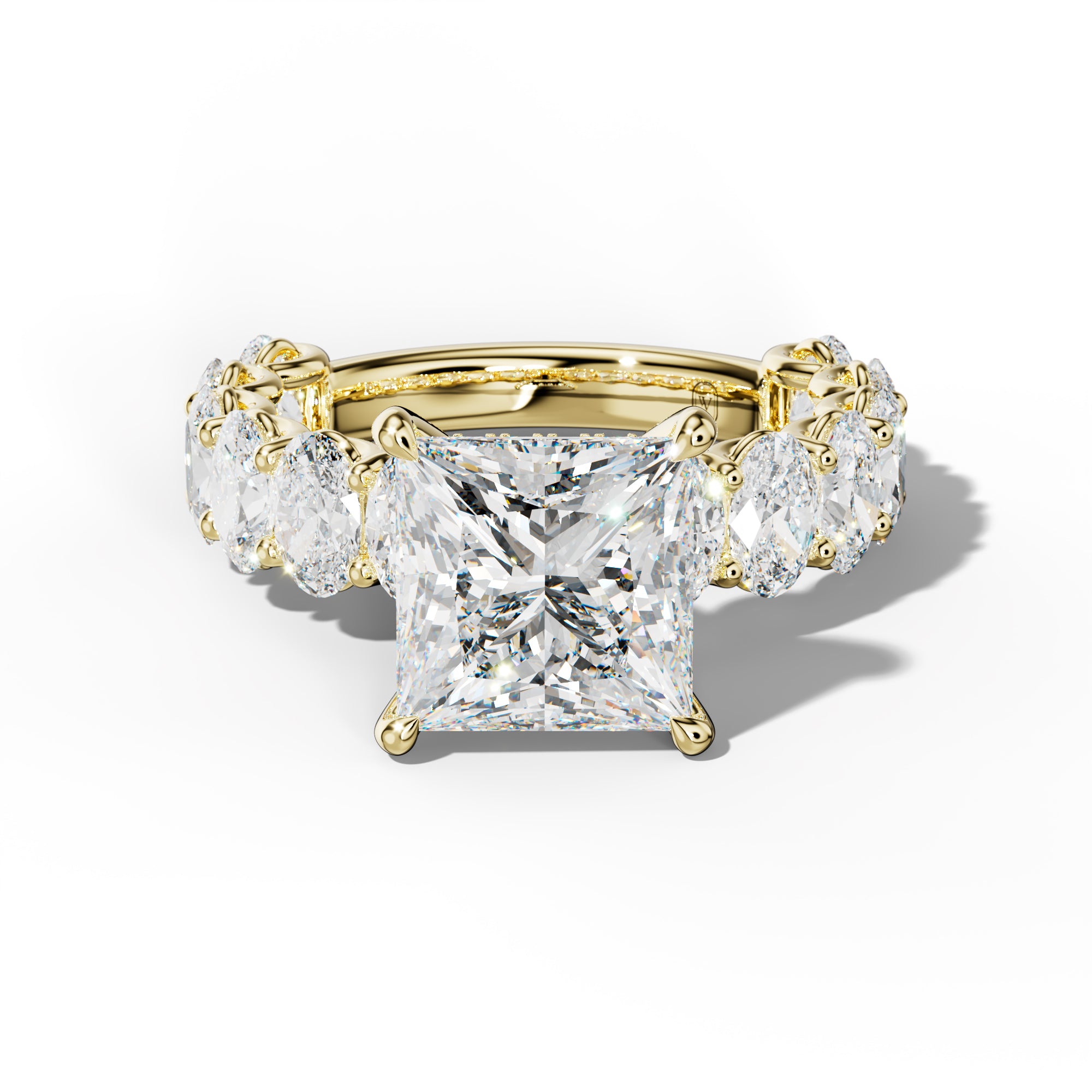 Ada Princess Cut Engagement Ring With Oval Side Stones