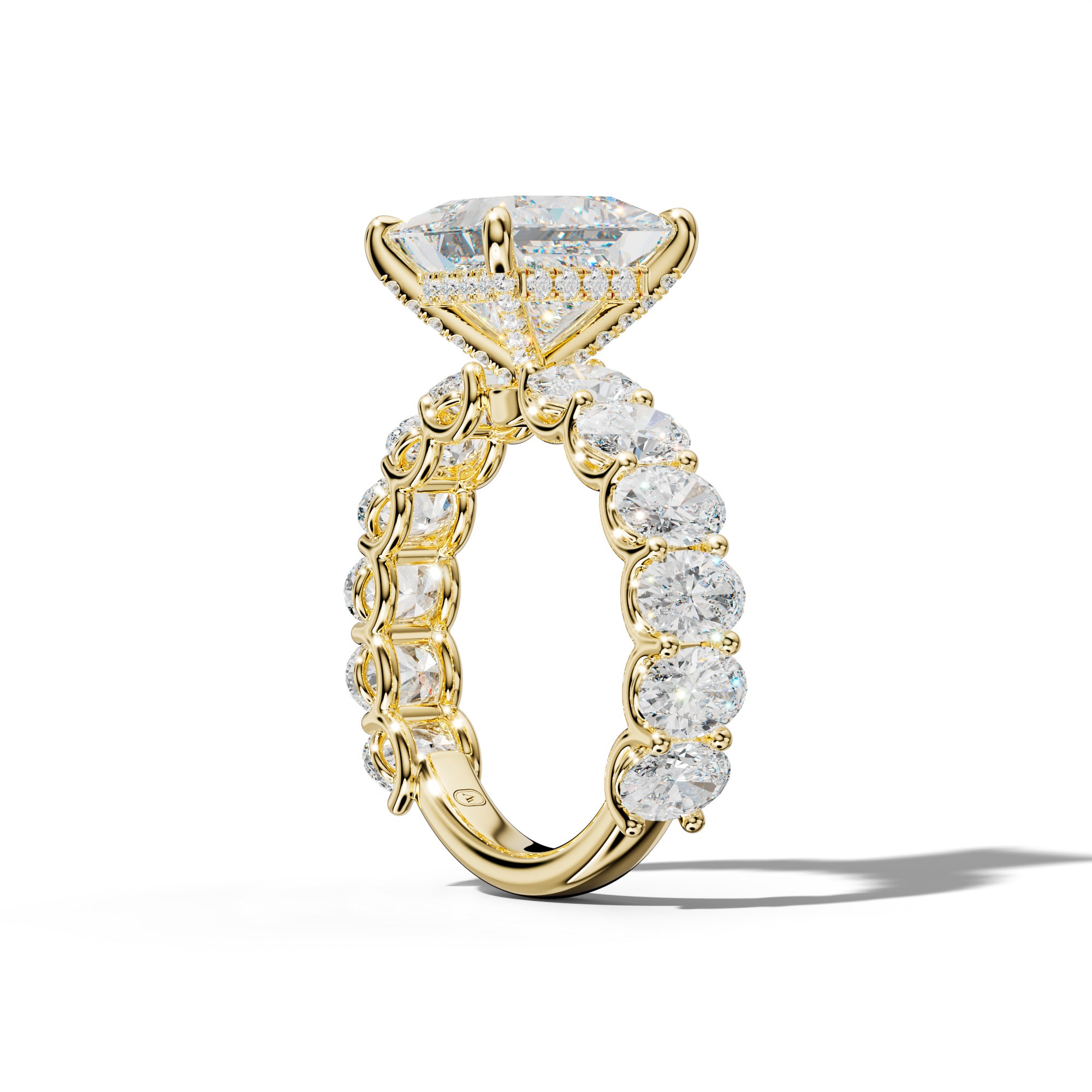 Ada Princess Cut Engagement Ring With Oval Side Stones