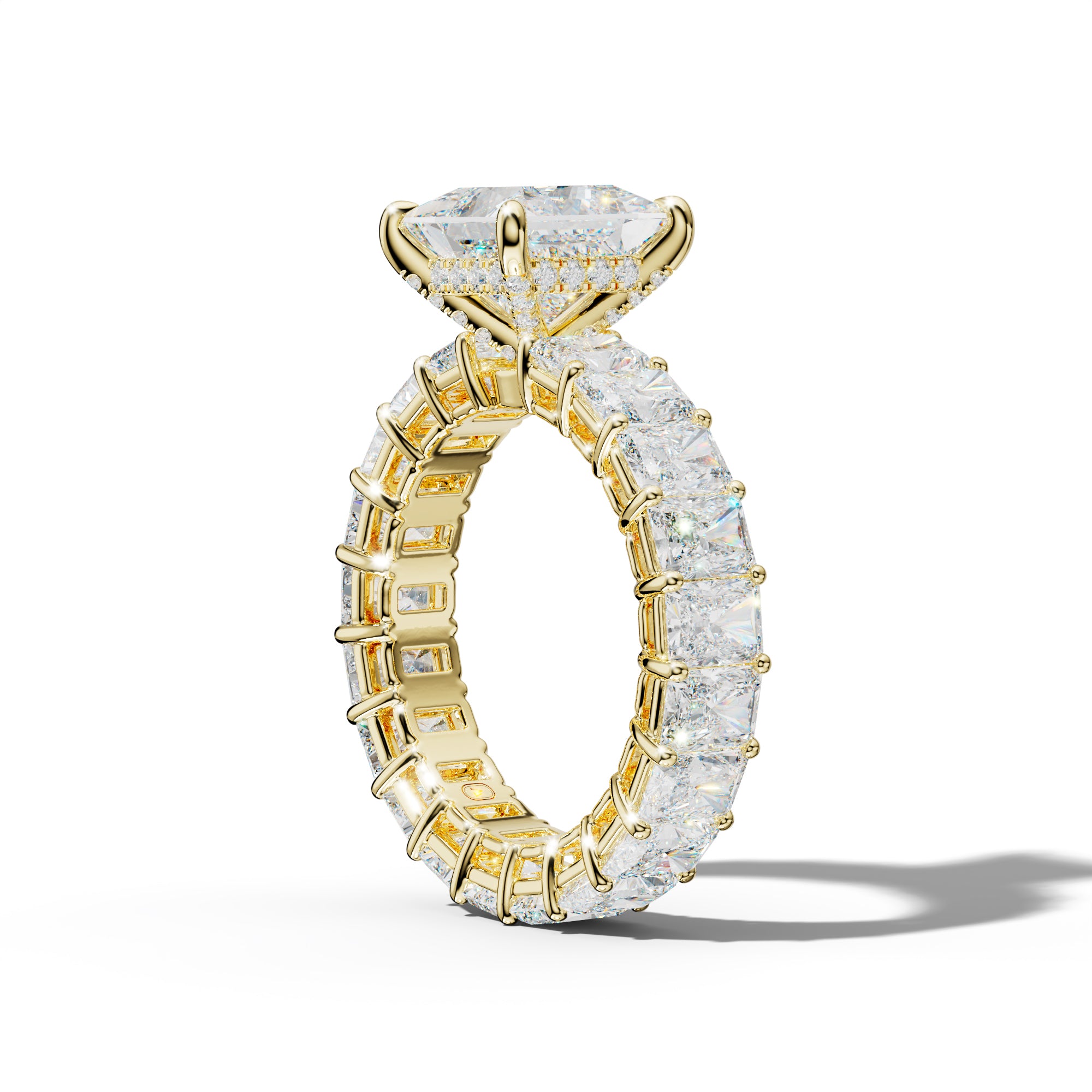 Soraya Princess Cut Engagement Ring With Radiant Side Stones