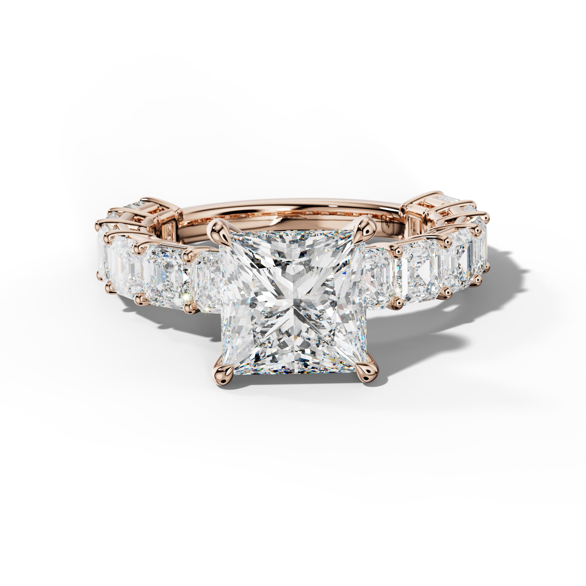 Demi Princess Cut Engagement Ring With Asscher Side Stones
