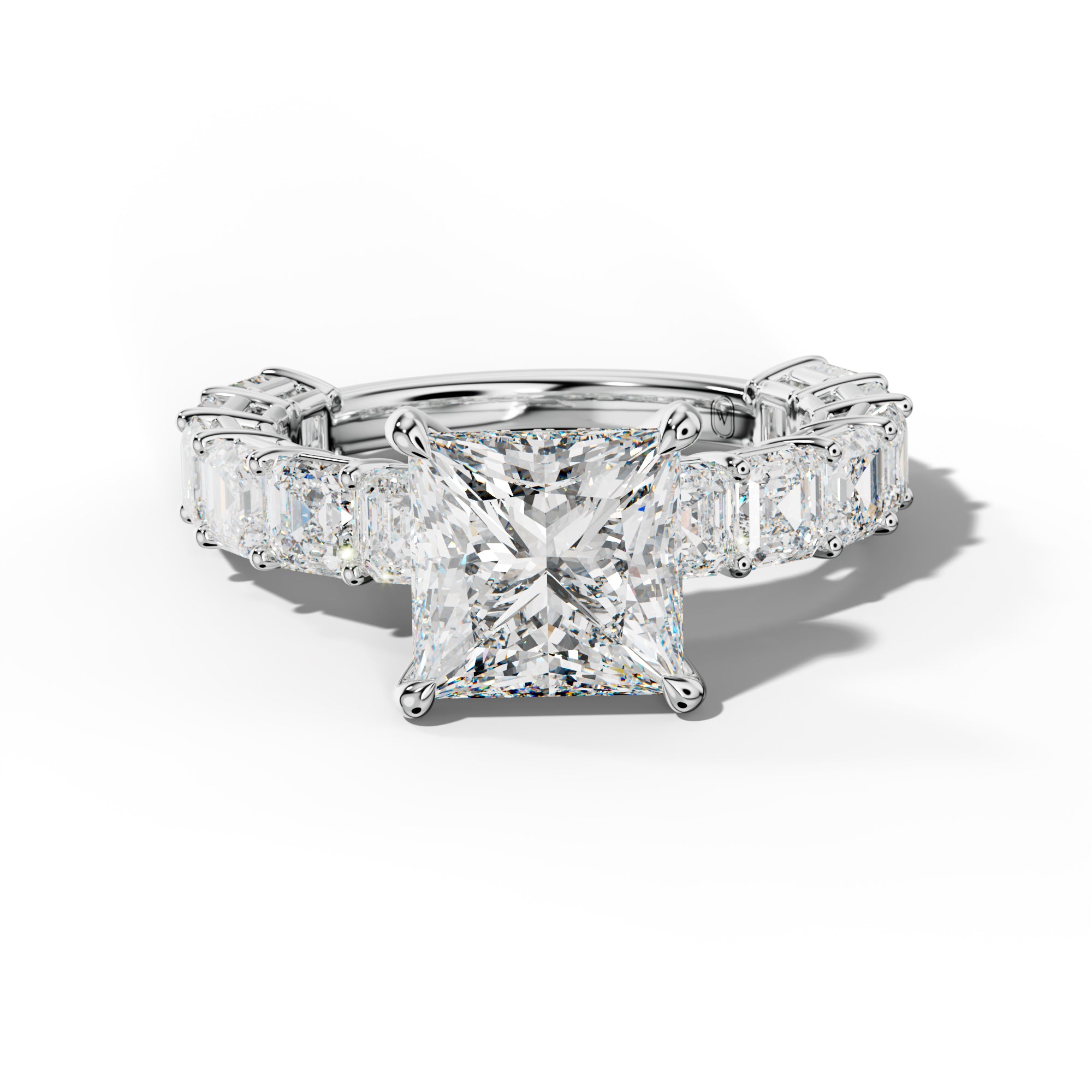 Demi Princess Cut Engagement Ring With Asscher Side Stones