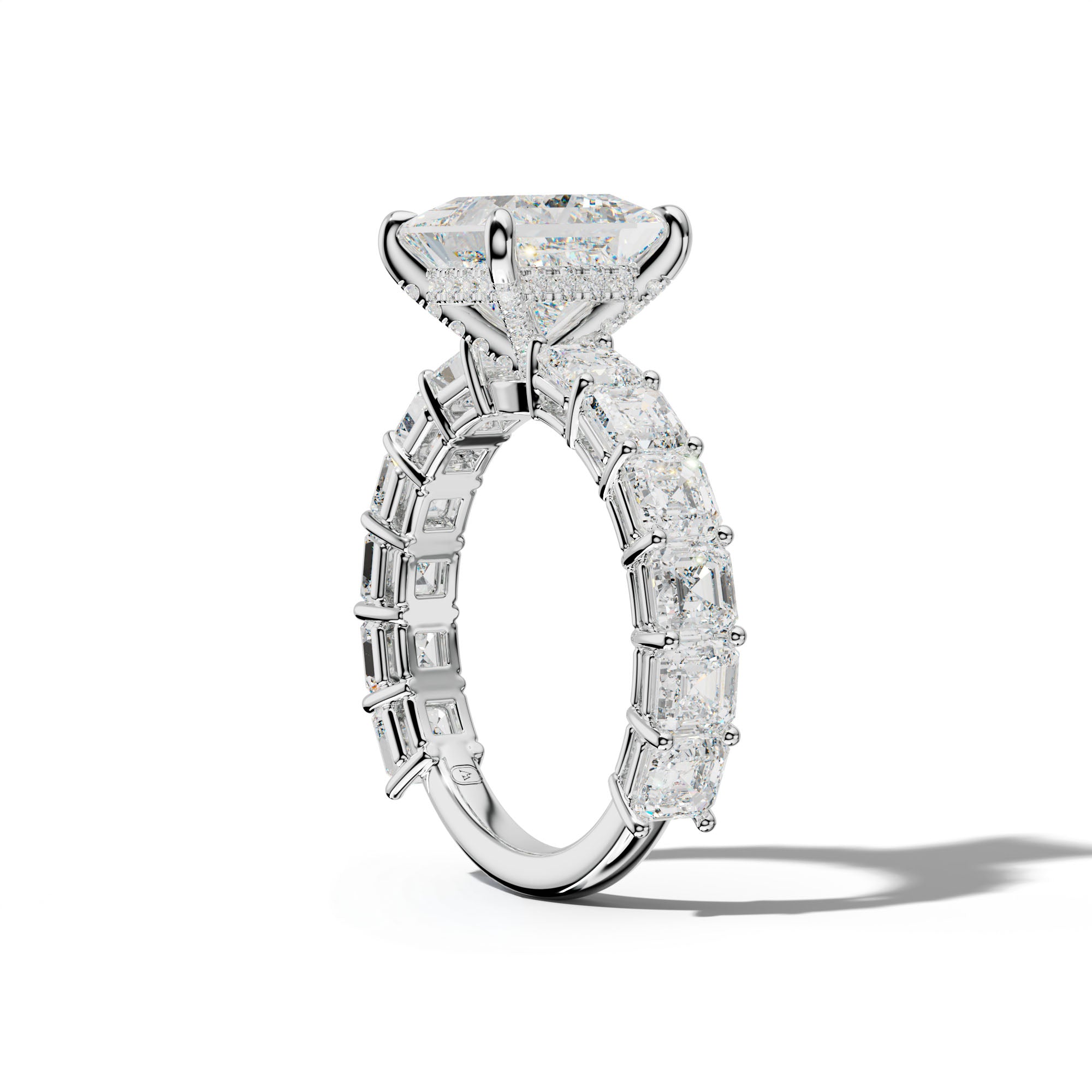 Demi Princess Cut Engagement Ring With Asscher Side Stones