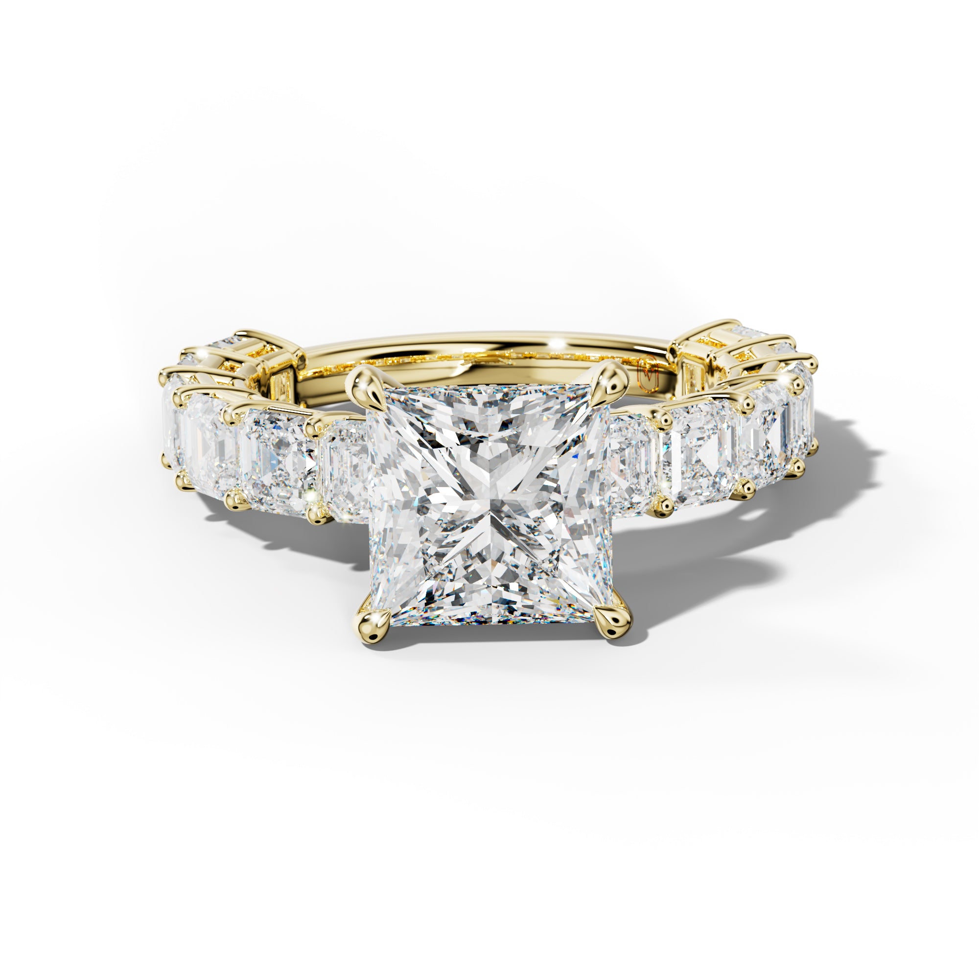 Demi Princess Cut Engagement Ring With Asscher Side Stones