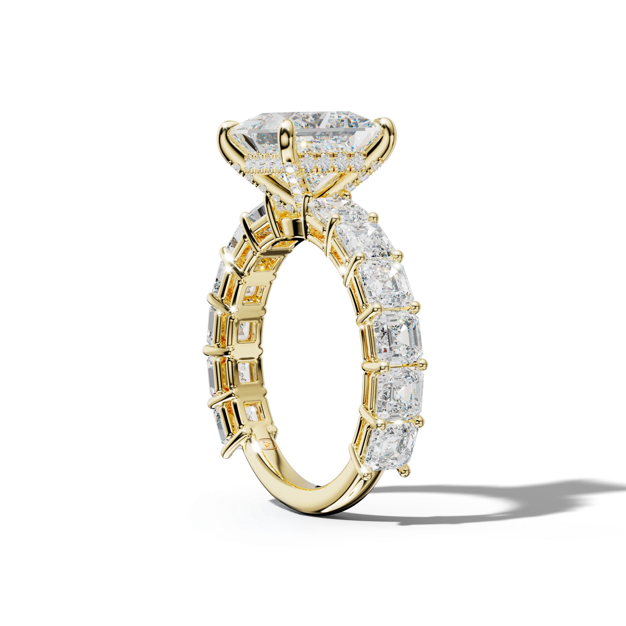 Demi Princess Cut Engagement Ring With Asscher Side Stones