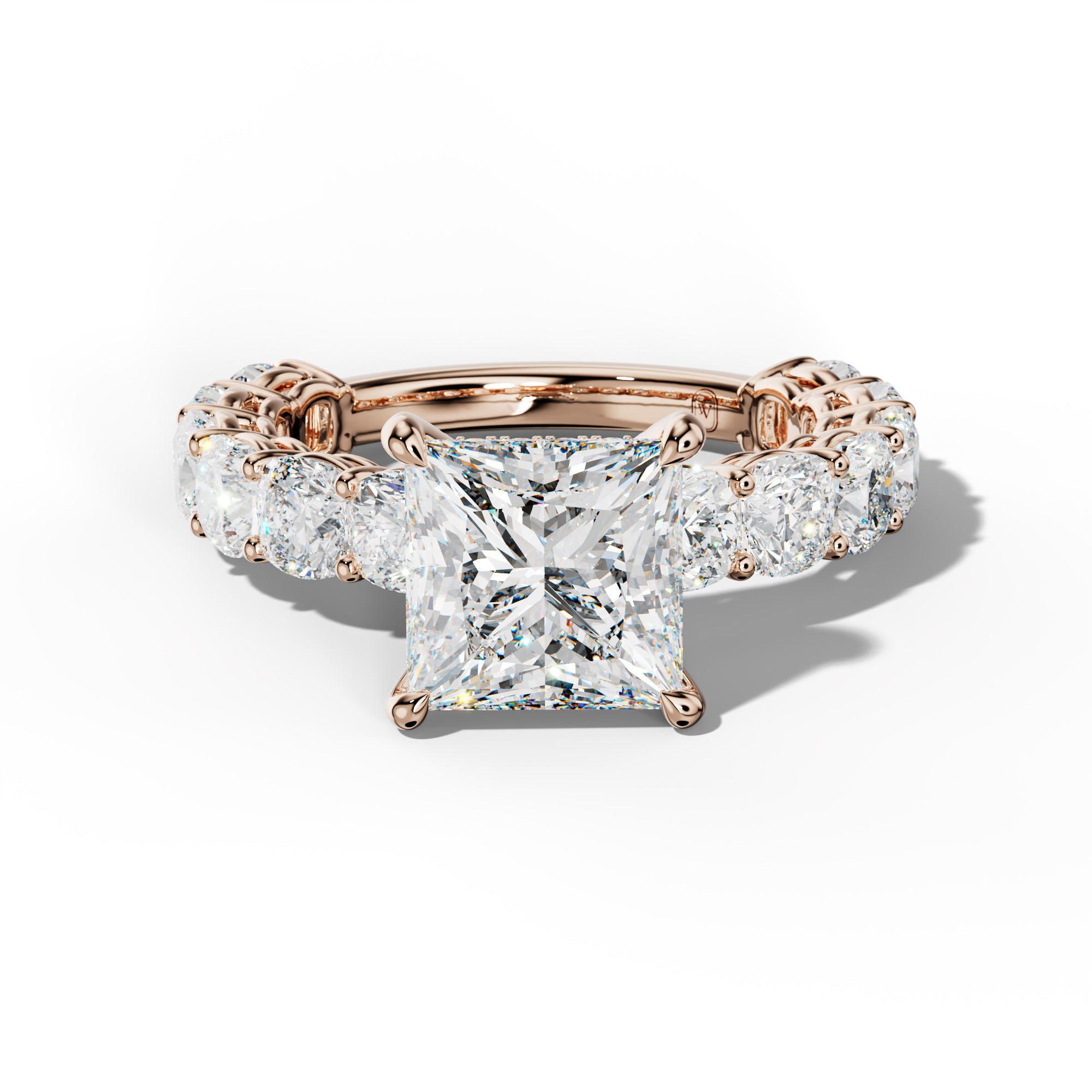 Bailey Princess Cut Engagement Ring With Cushion Side Stones