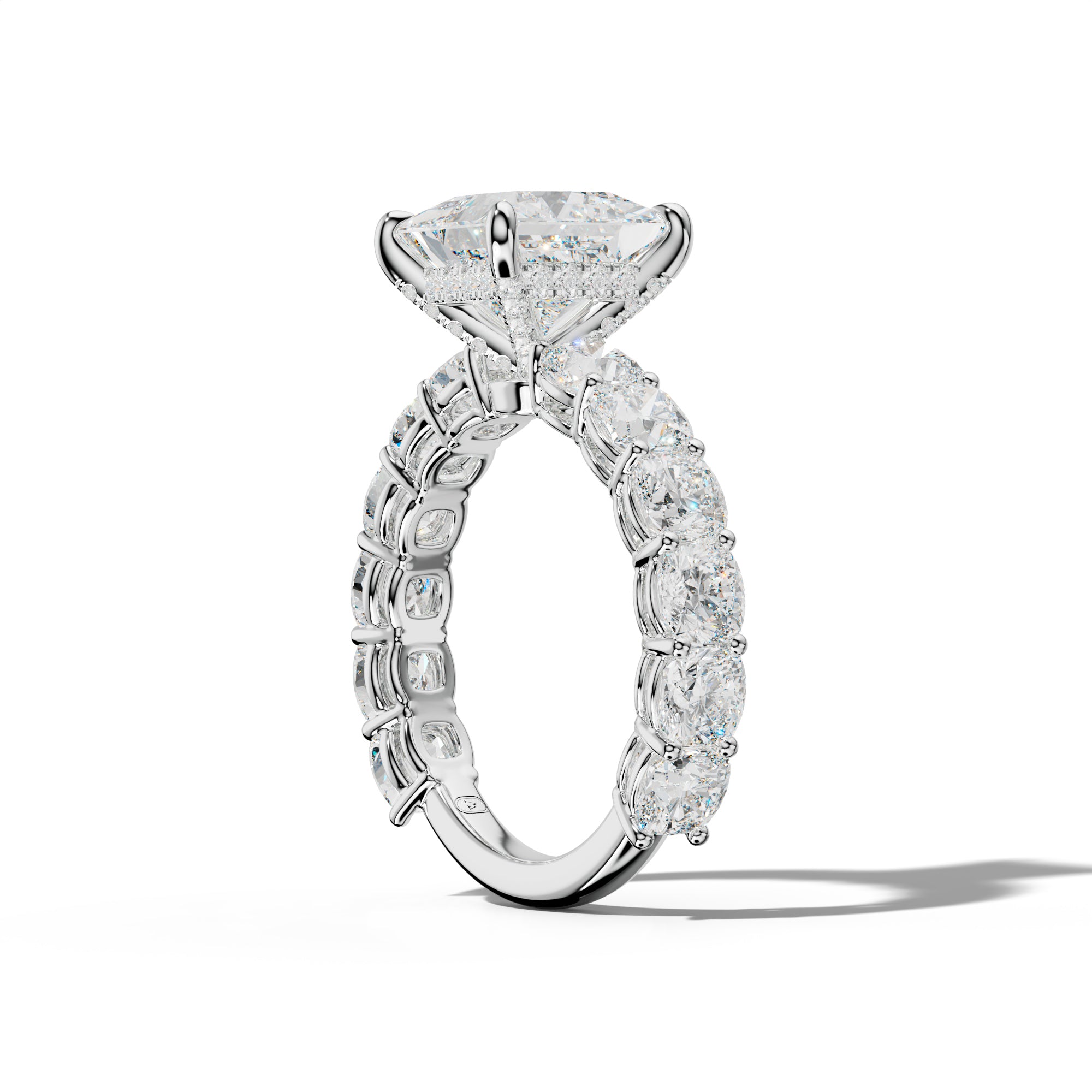Bailey Princess Cut Engagement Ring With Cushion Side Stones