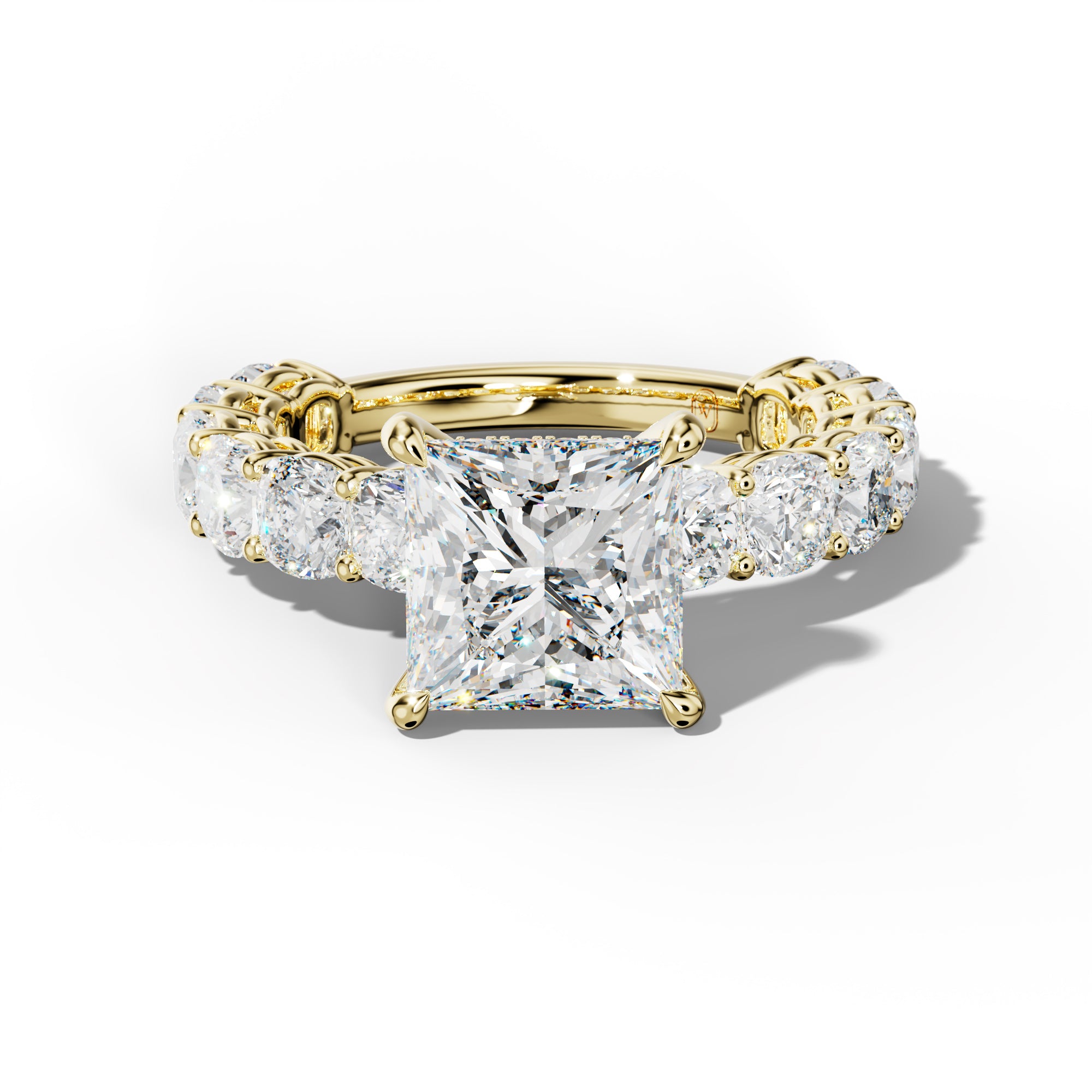Bailey Princess Cut Engagement Ring With Cushion Side Stones