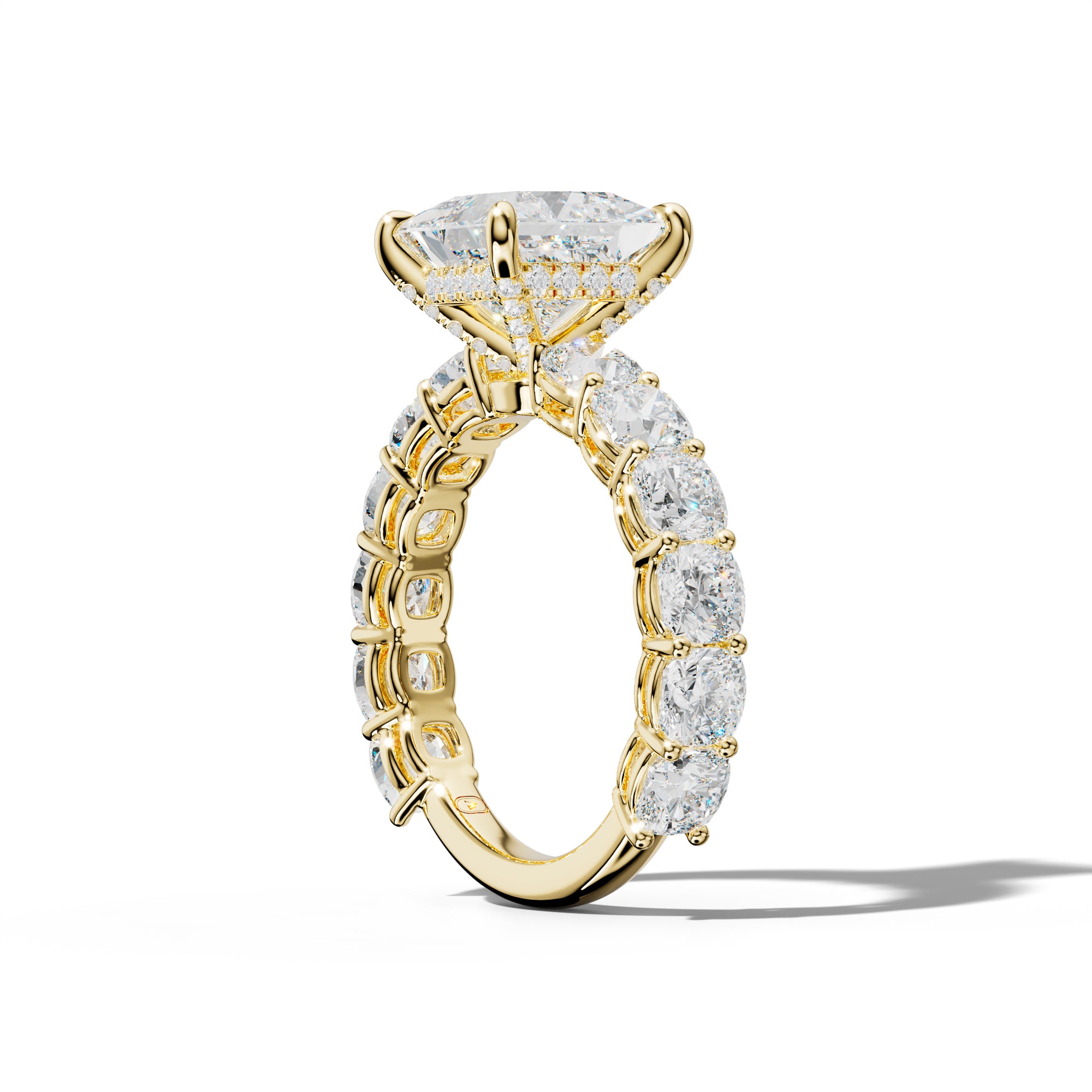 Bailey Princess Cut Engagement Ring With Cushion Side Stones