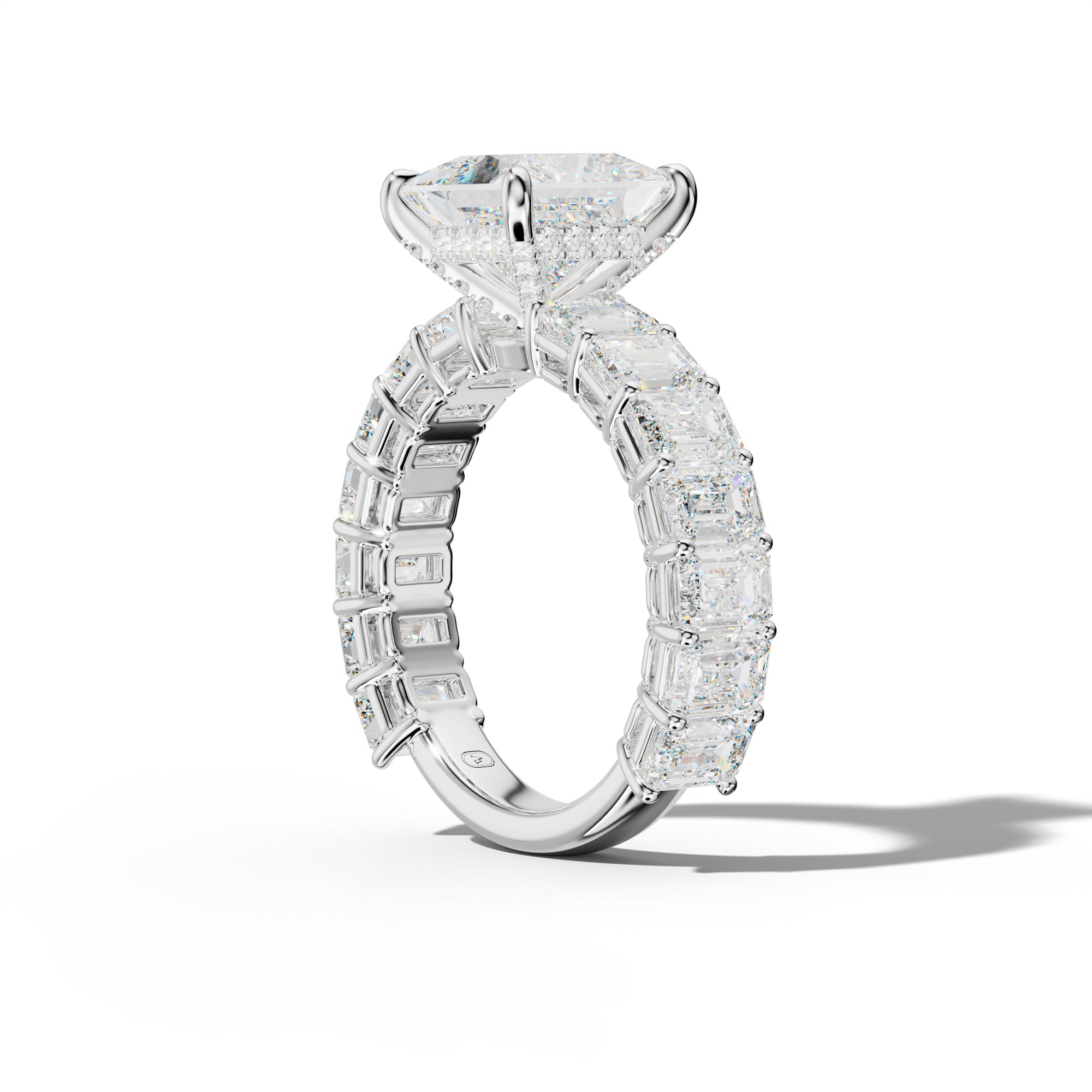 Mina Princess Cut Engagement Ring With Emerald Cut Side Stones