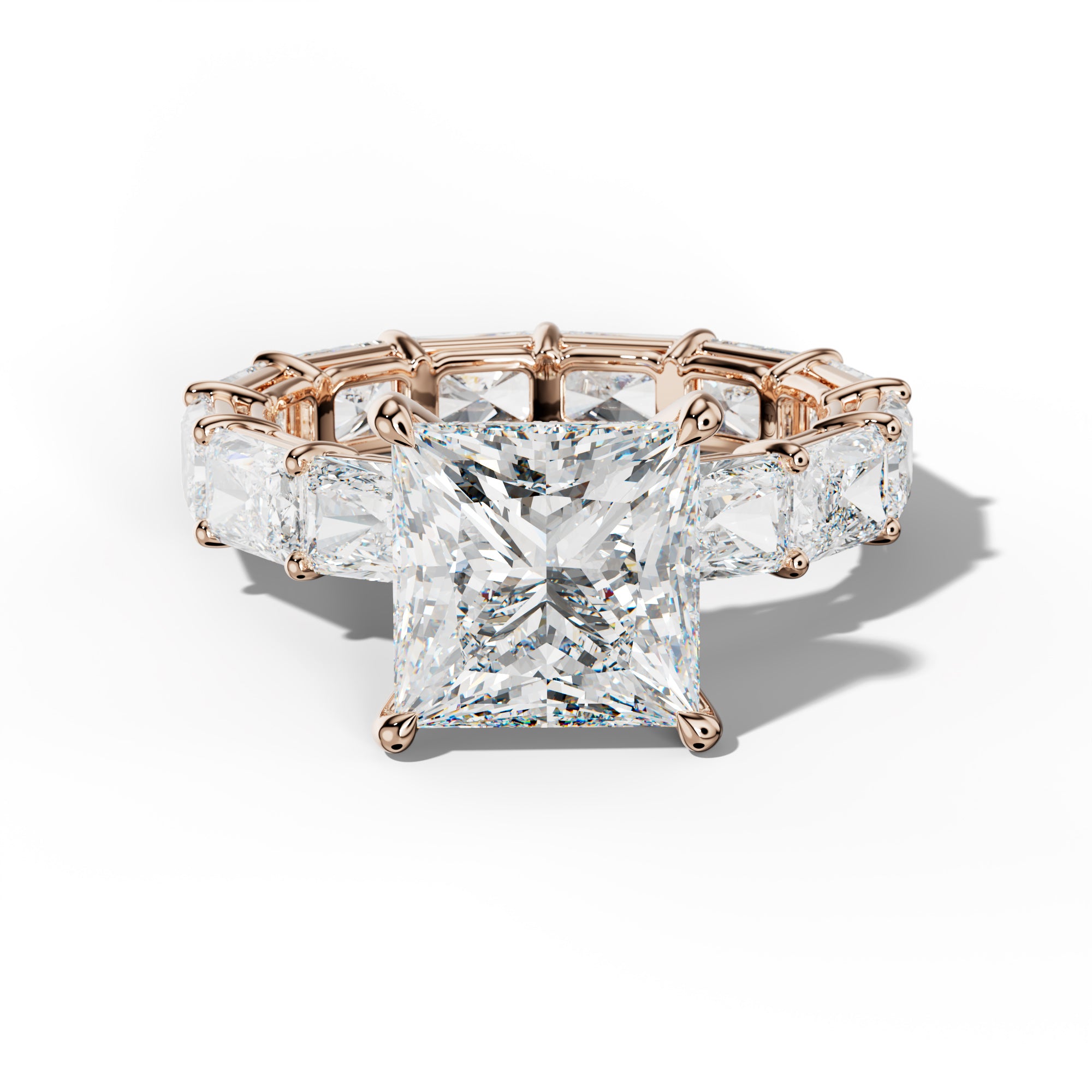 Mavis Princess Cut Engagement Ring With East West Radiant Side Stones
