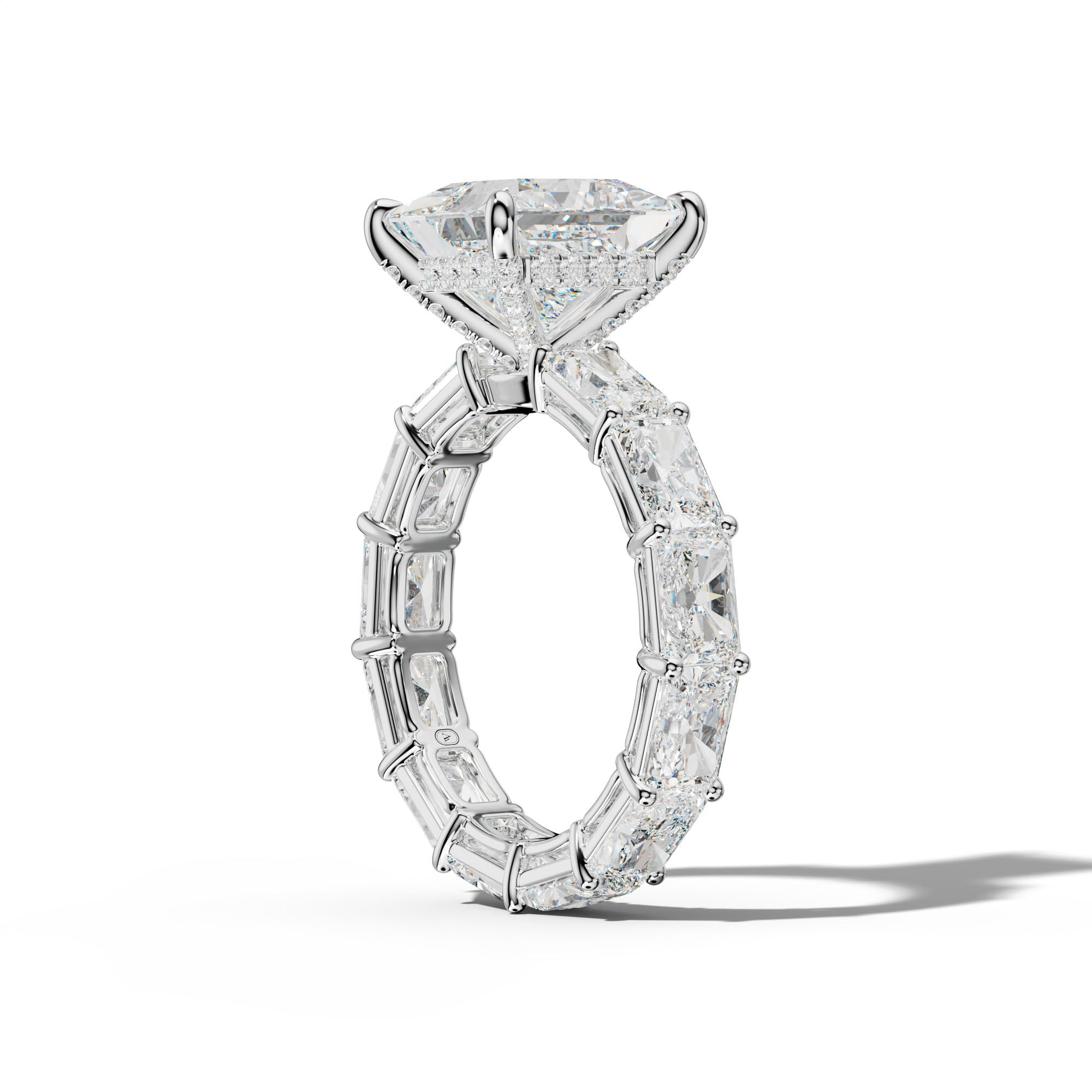 Mavis Princess Cut Engagement Ring With East West Radiant Side Stones