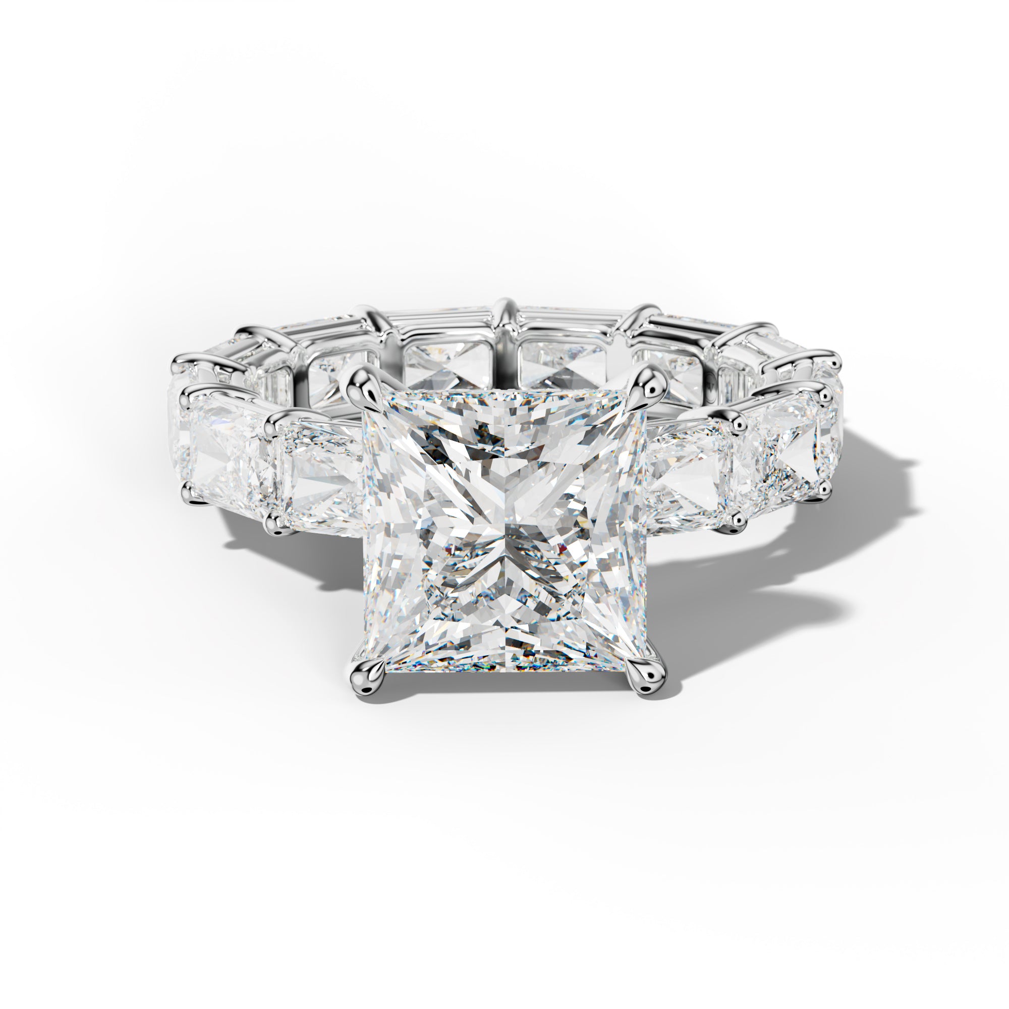 Mavis Princess Cut Engagement Ring With East West Radiant Side Stones
