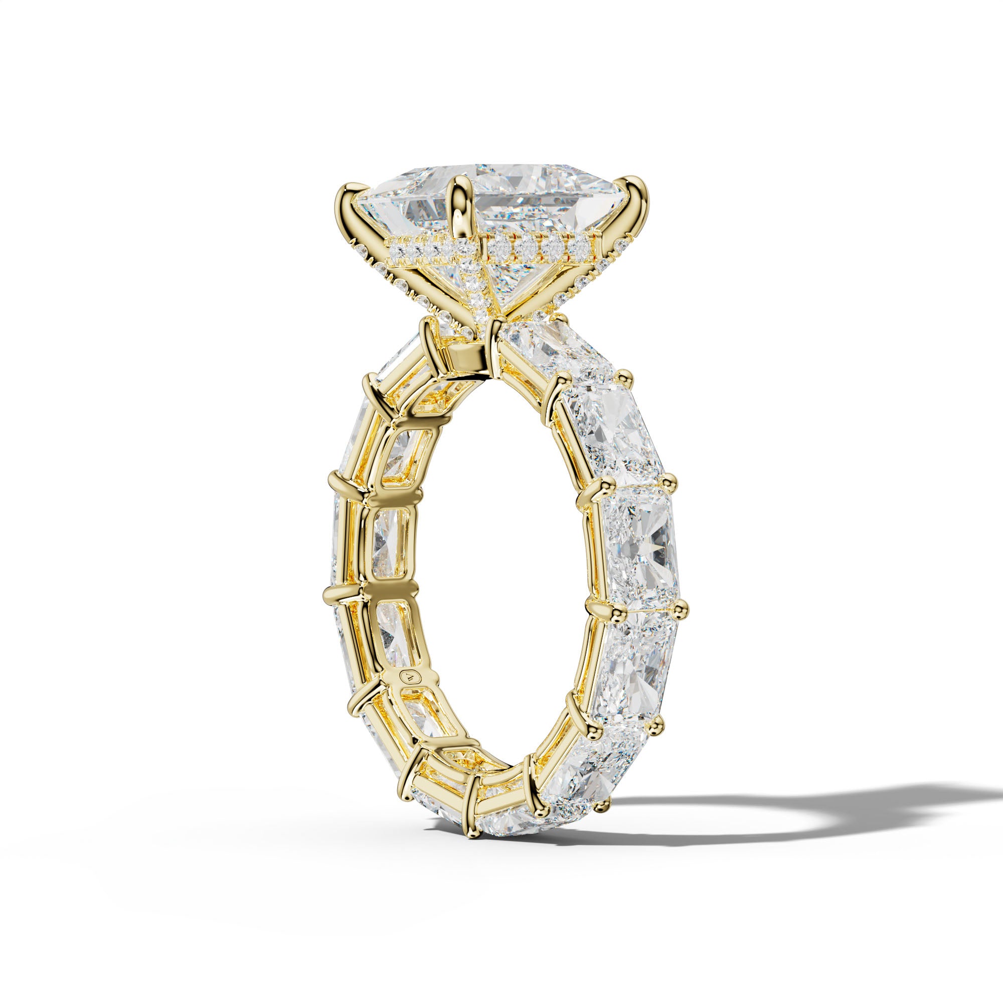 Mavis Princess Cut Engagement Ring With East West Radiant Side Stones