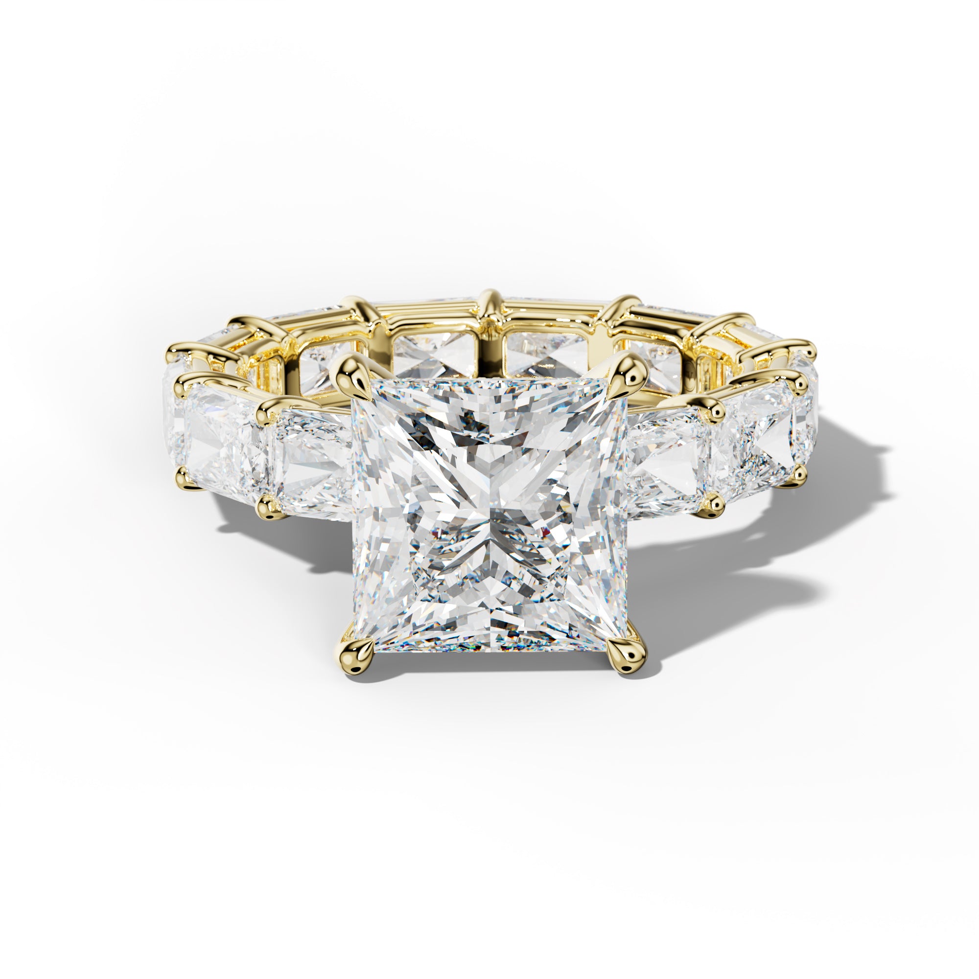 Mavis Princess Cut Engagement Ring With East West Radiant Side Stones
