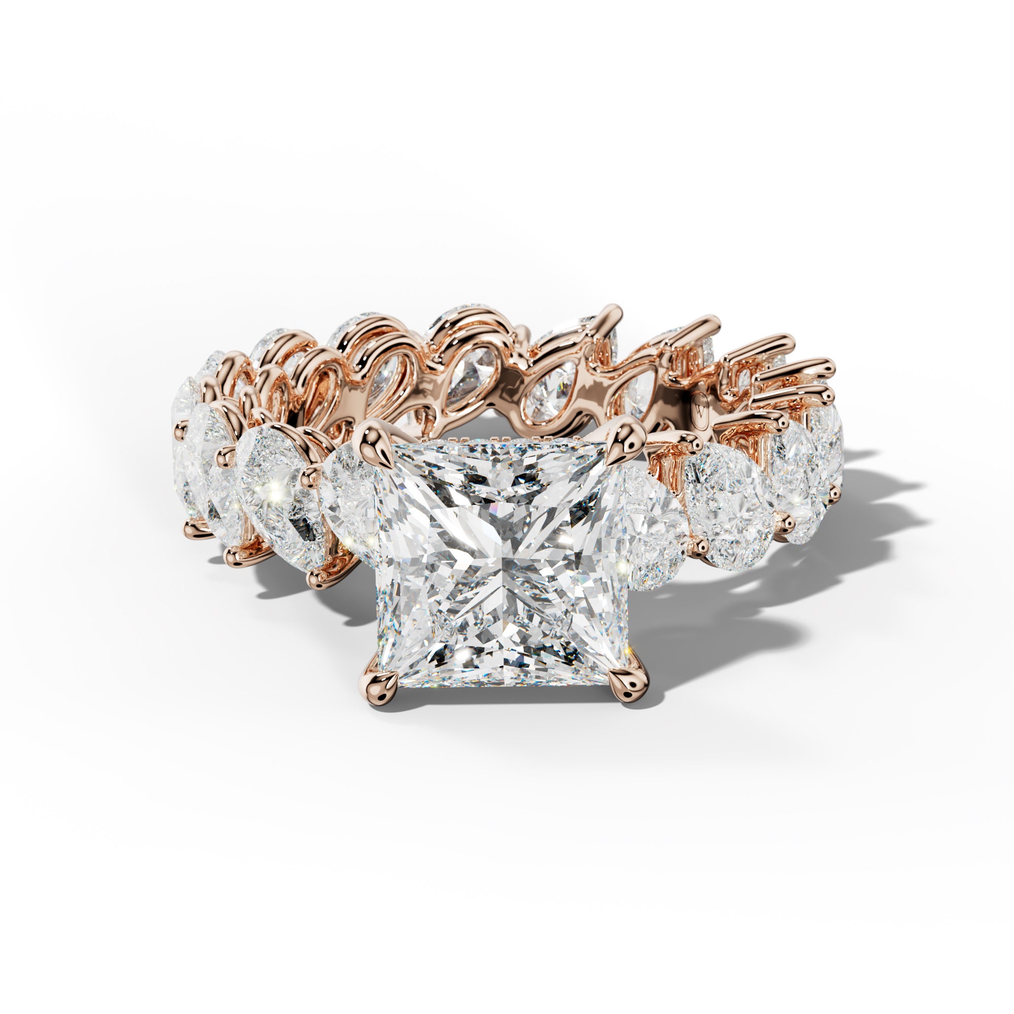 Quinn Princess Cut Engagement Ring With Slanted Pear Side Stones
