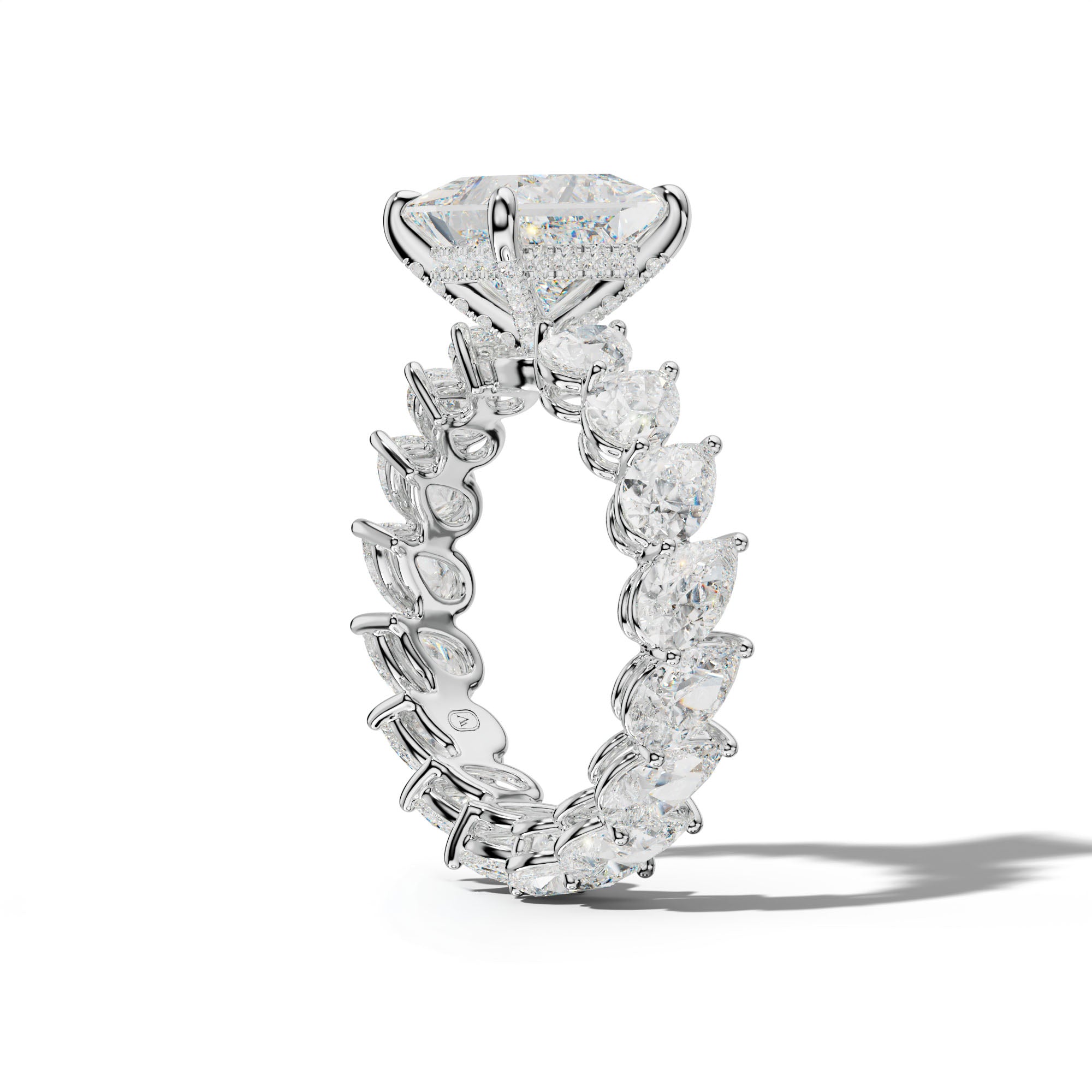 Quinn Princess Cut Engagement Ring With Slanted Pear Side Stones
