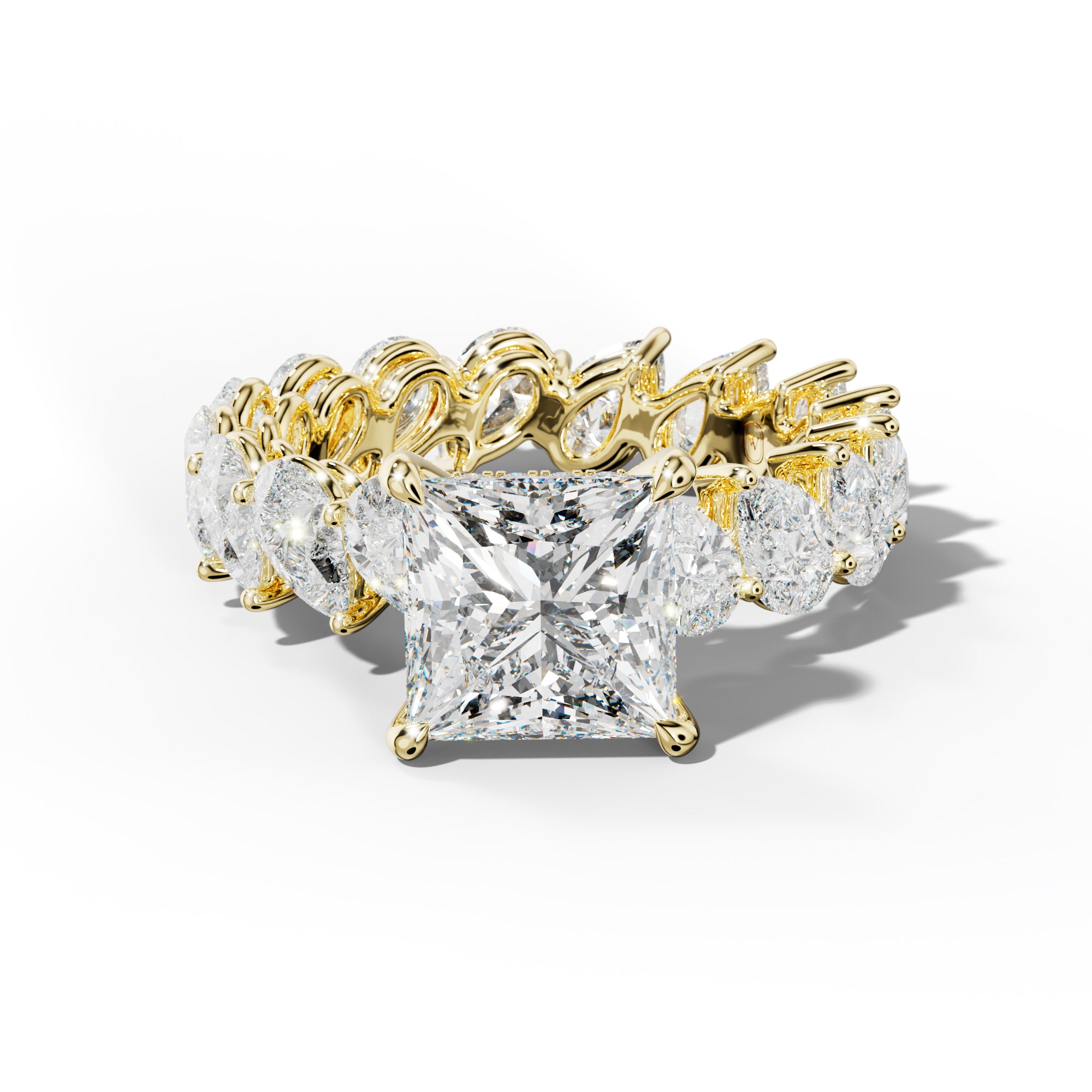 Quinn Princess Cut Engagement Ring With Slanted Pear Side Stones