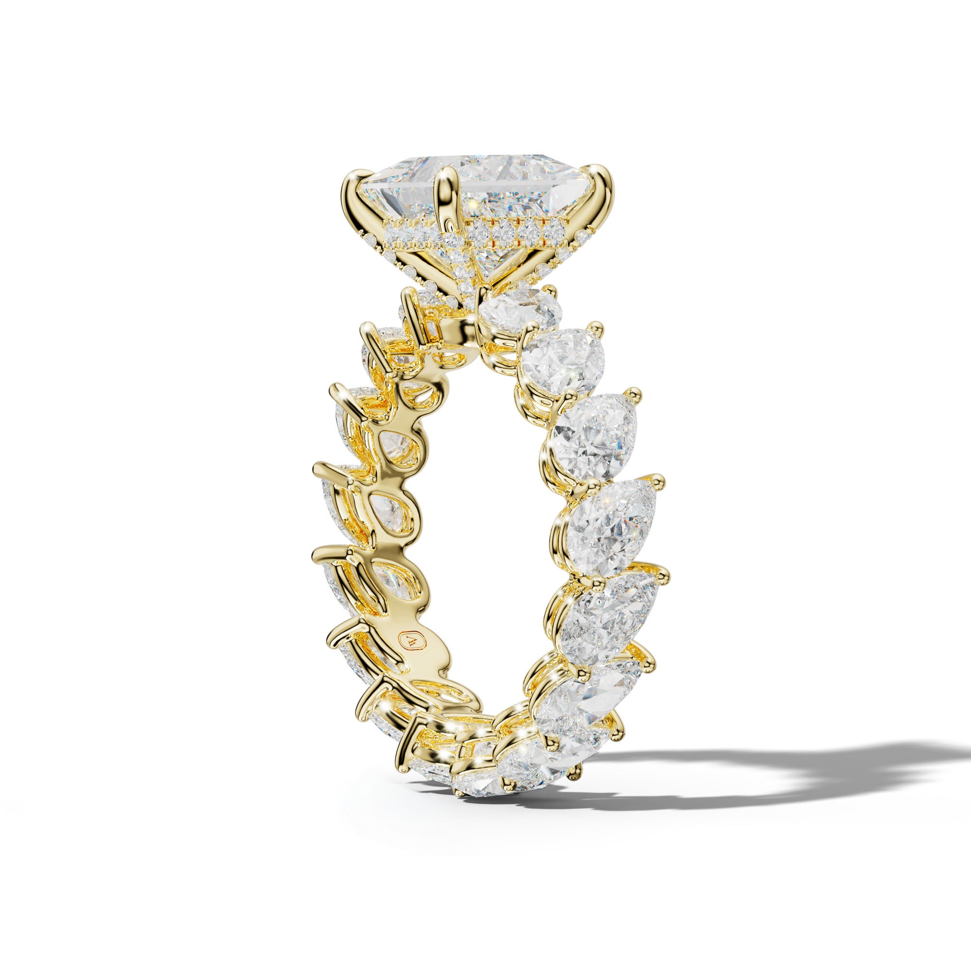 Quinn Princess Cut Engagement Ring With Slanted Pear Side Stones