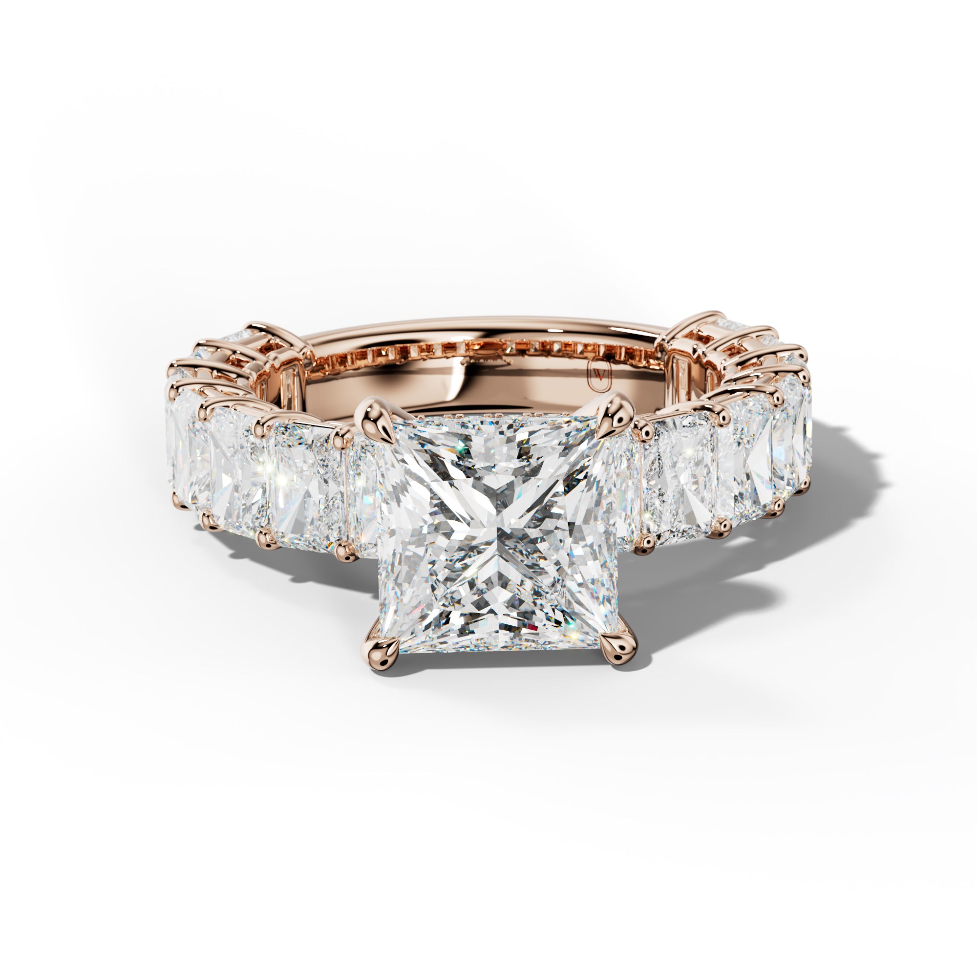Naomi Princess Cut Engagement Ring With Radiant Side Stones