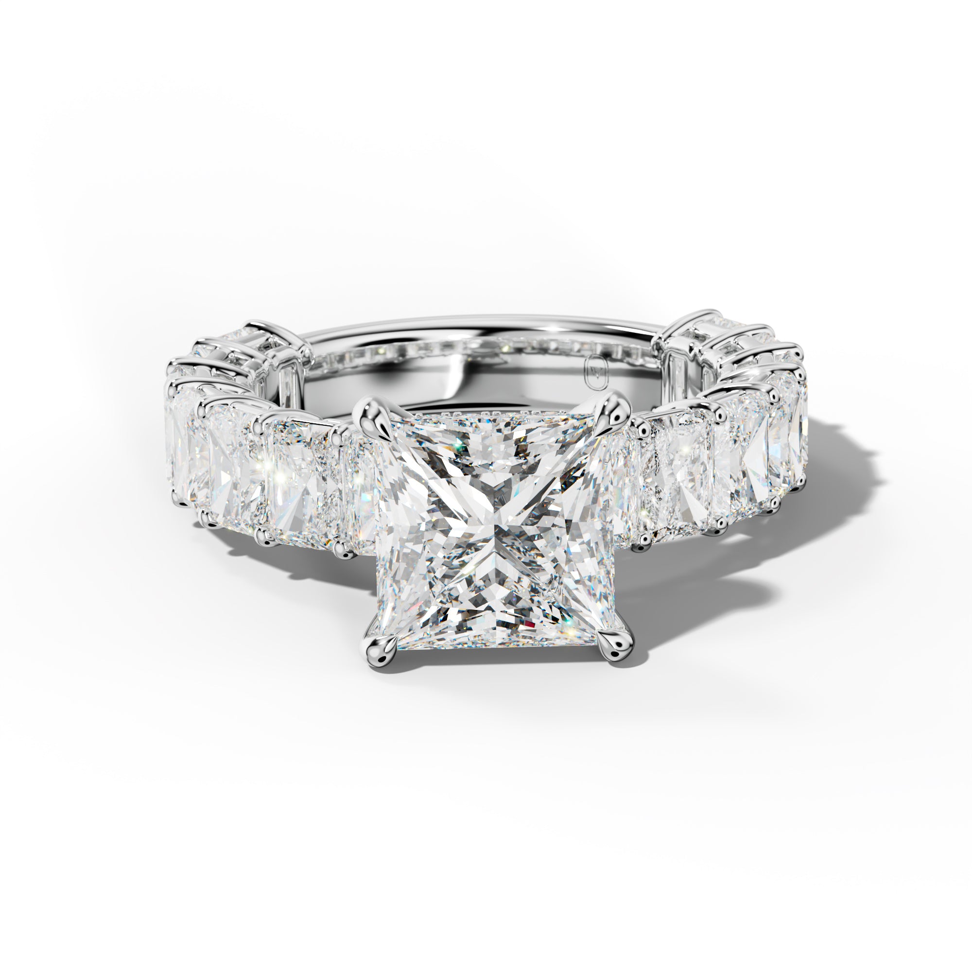 Naomi Princess Cut Engagement Ring With Radiant Side Stones