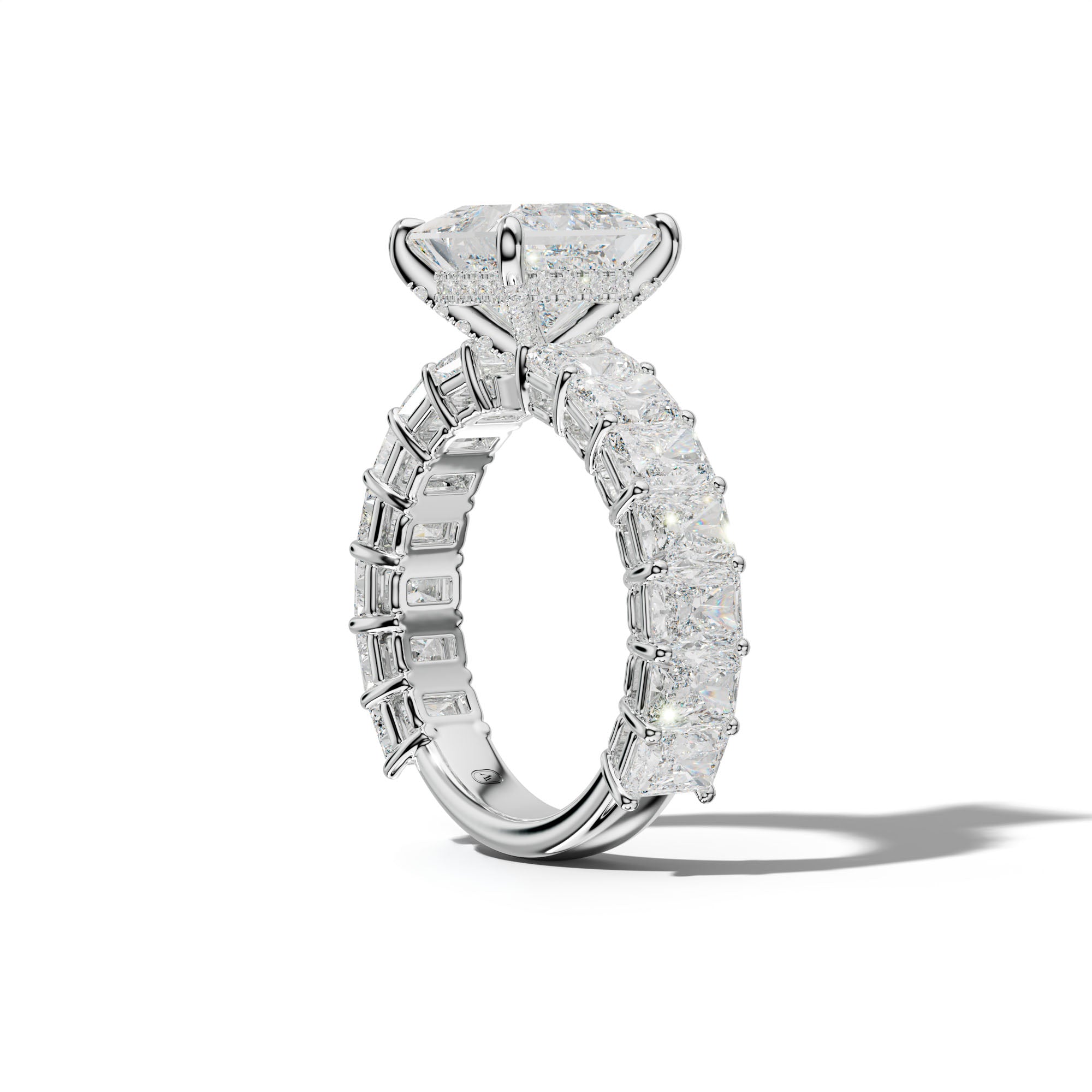 Naomi Princess Cut Engagement Ring With Radiant Side Stones