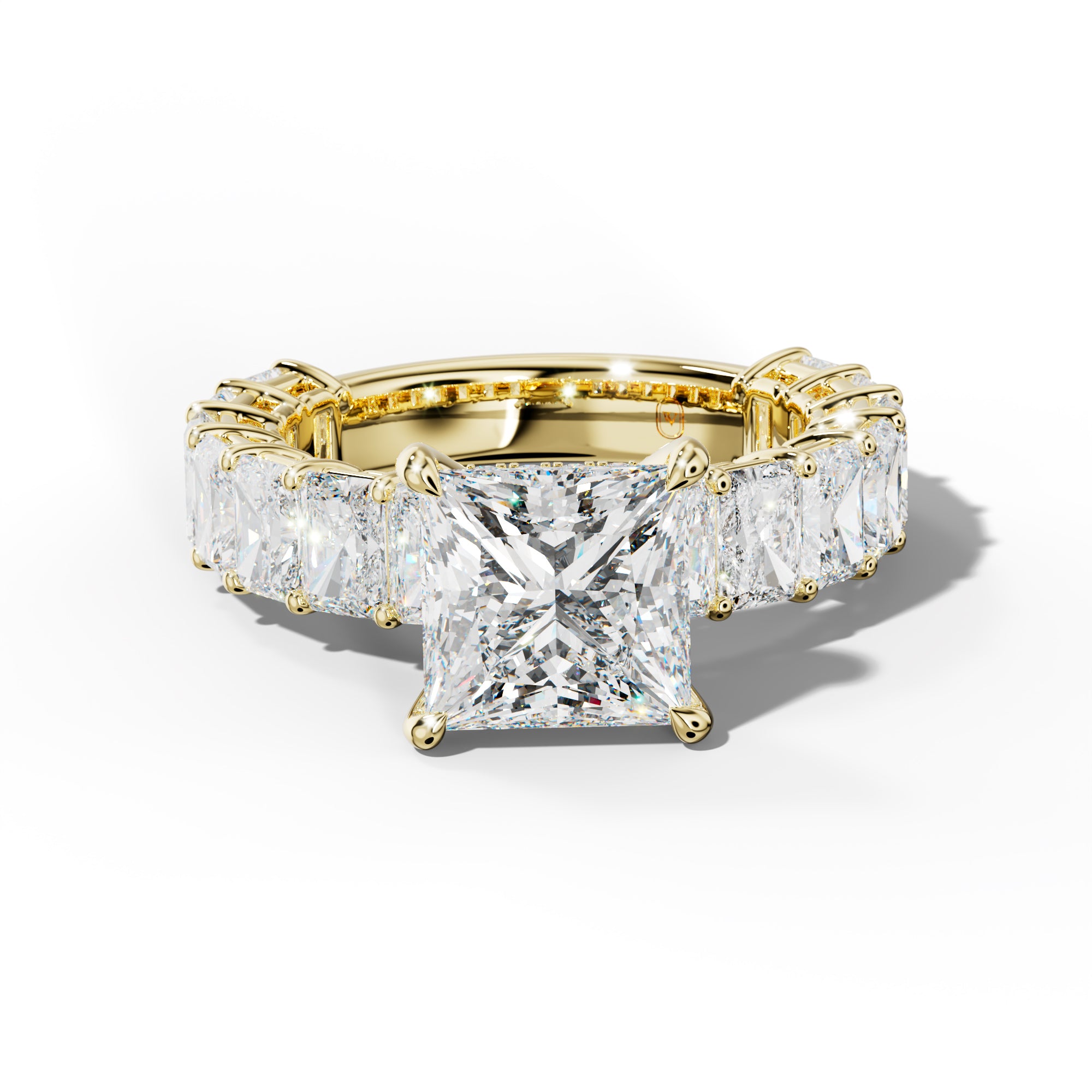 Naomi Princess Cut Engagement Ring With Radiant Side Stones