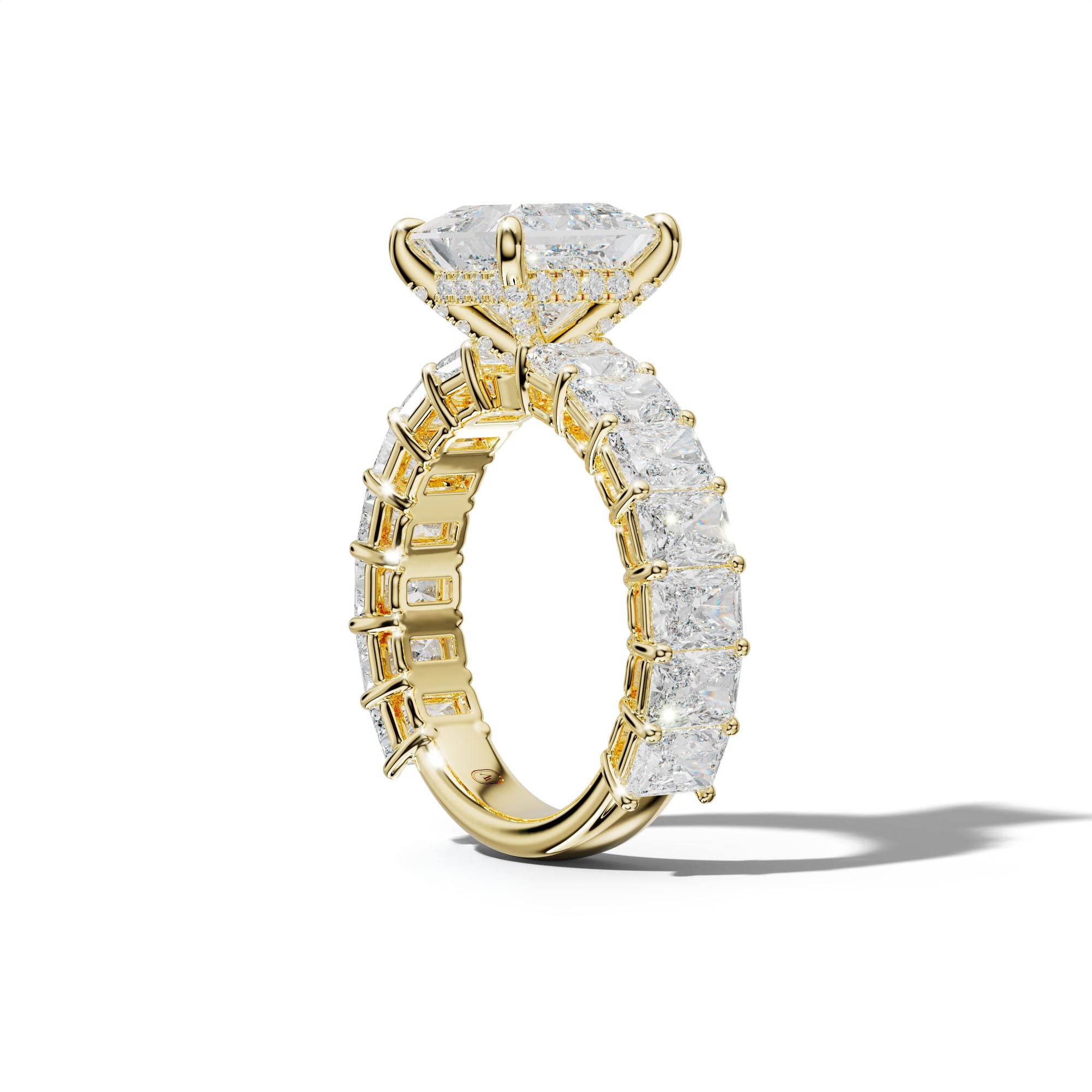 Naomi Princess Cut Engagement Ring With Radiant Side Stones