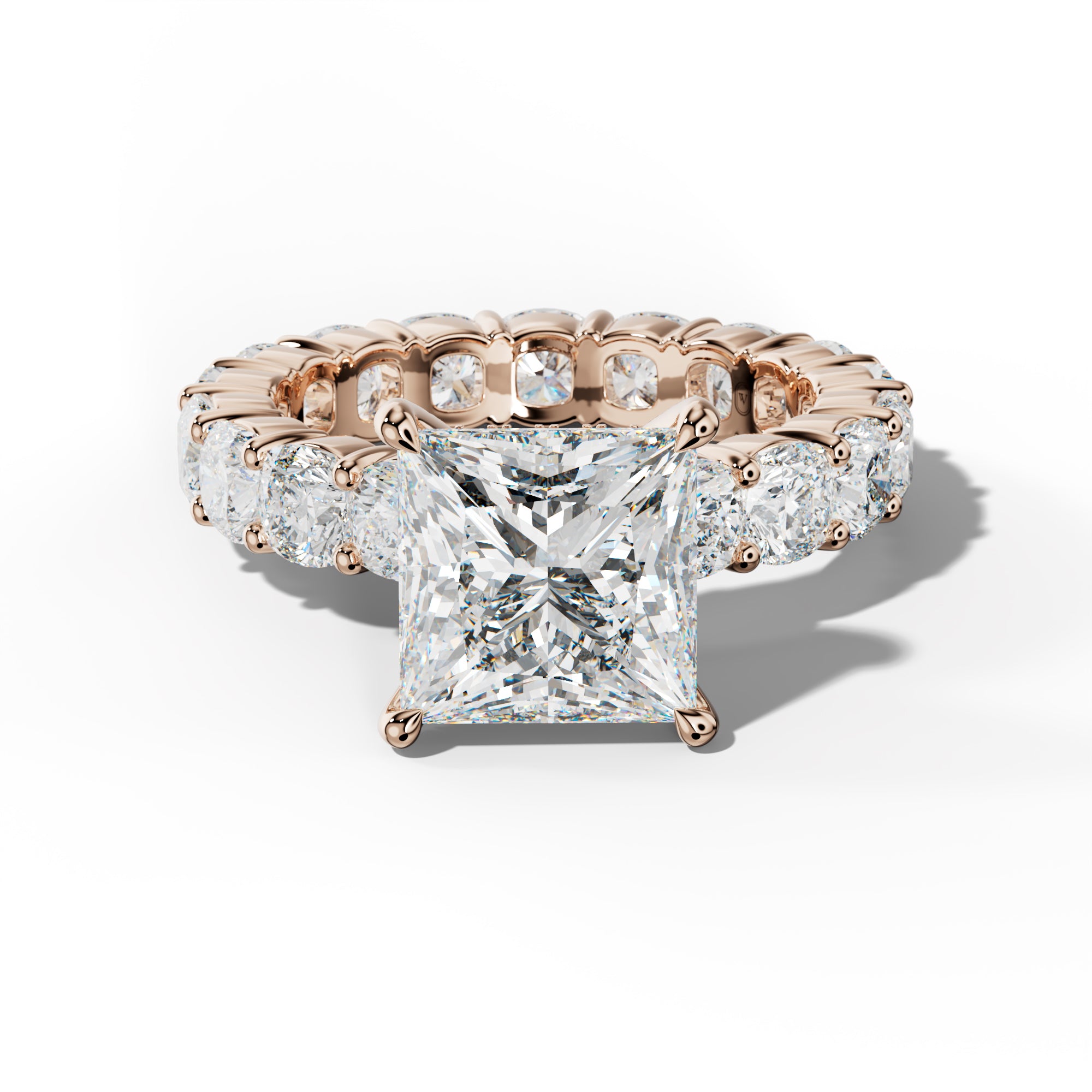 Teagan Princess Cut Engagement Ring With Cushion Side Stones