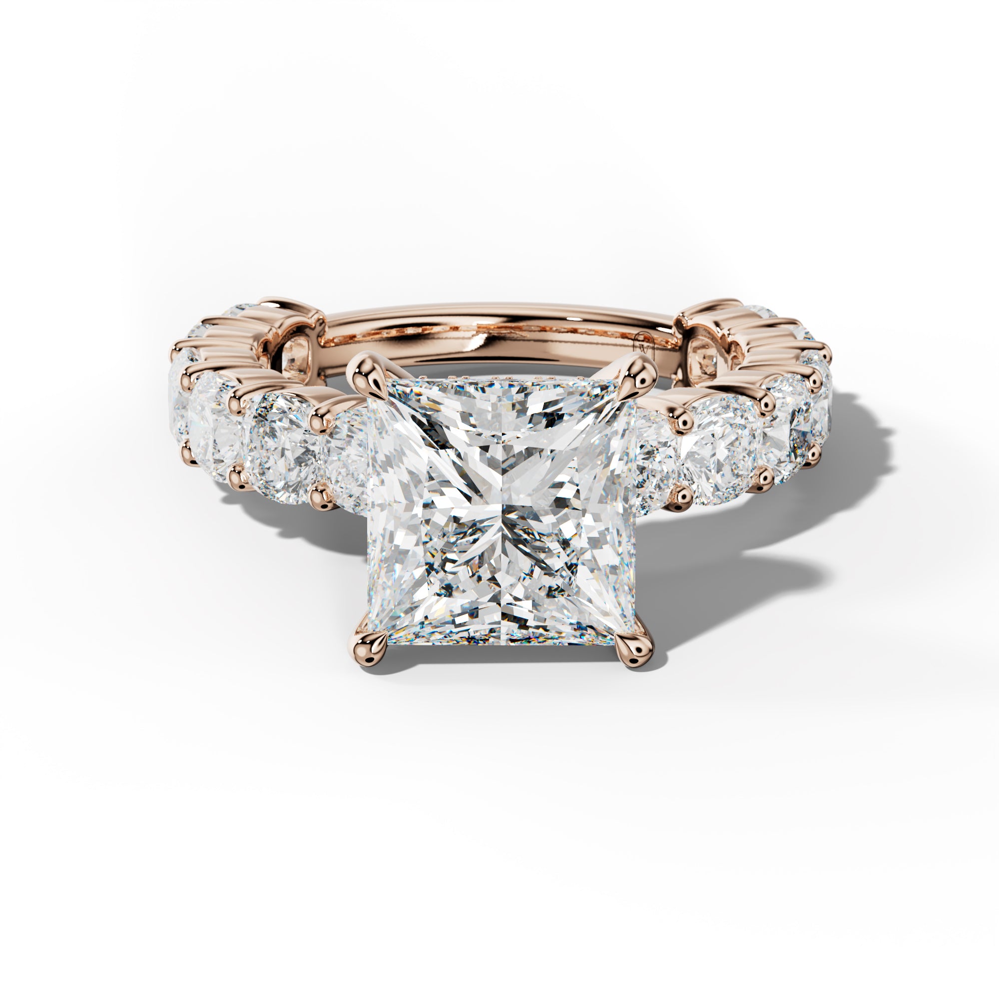 Scottie Princess Cut Engagement Ring With Cushion Side Stones