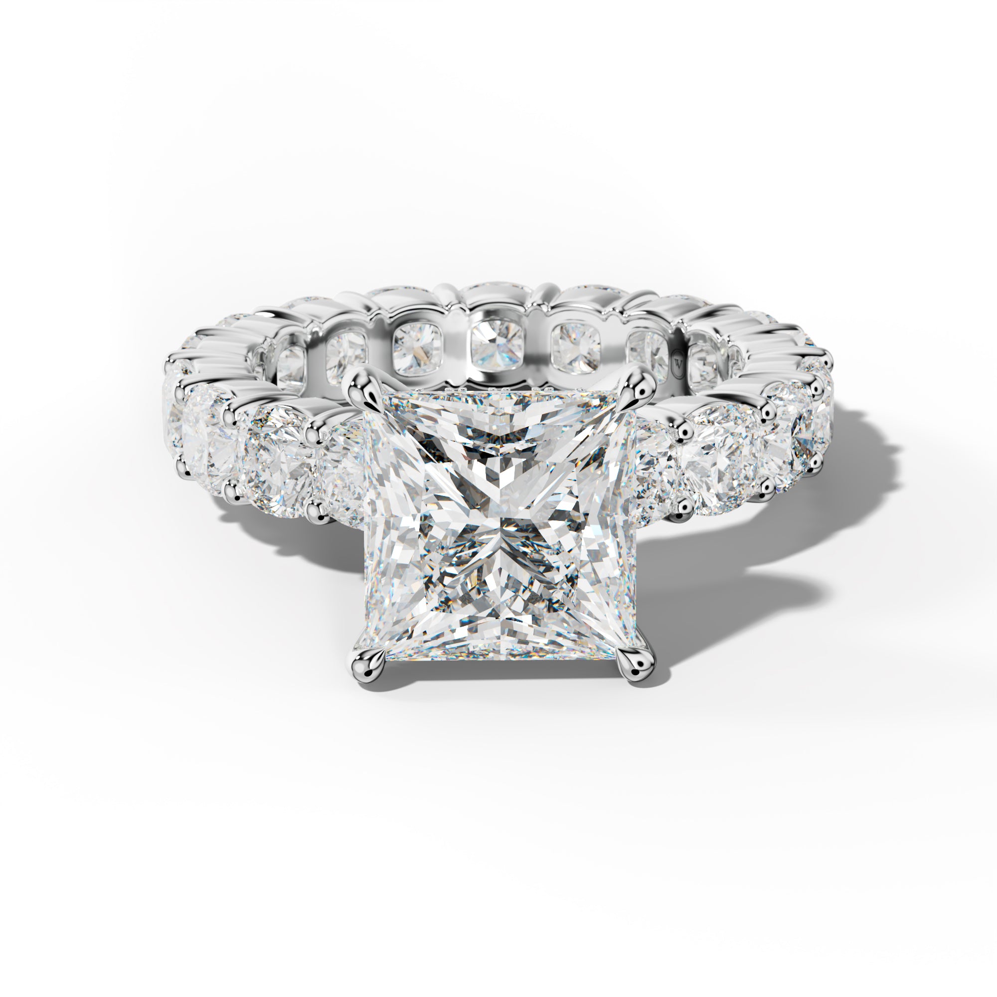 Teagan Princess Cut Engagement Ring With Cushion Side Stones