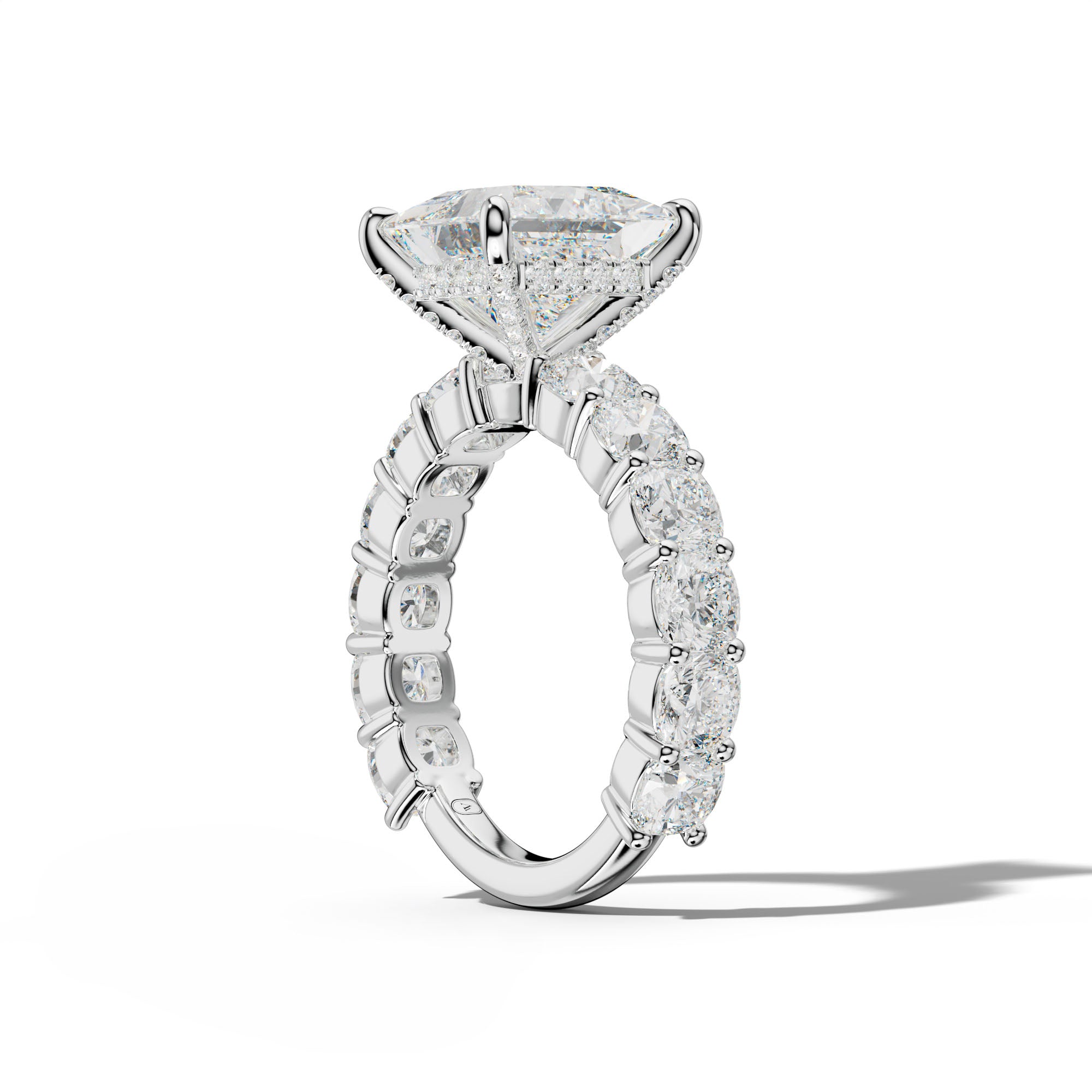 Scottie Princess Cut Engagement Ring With Cushion Side Stones