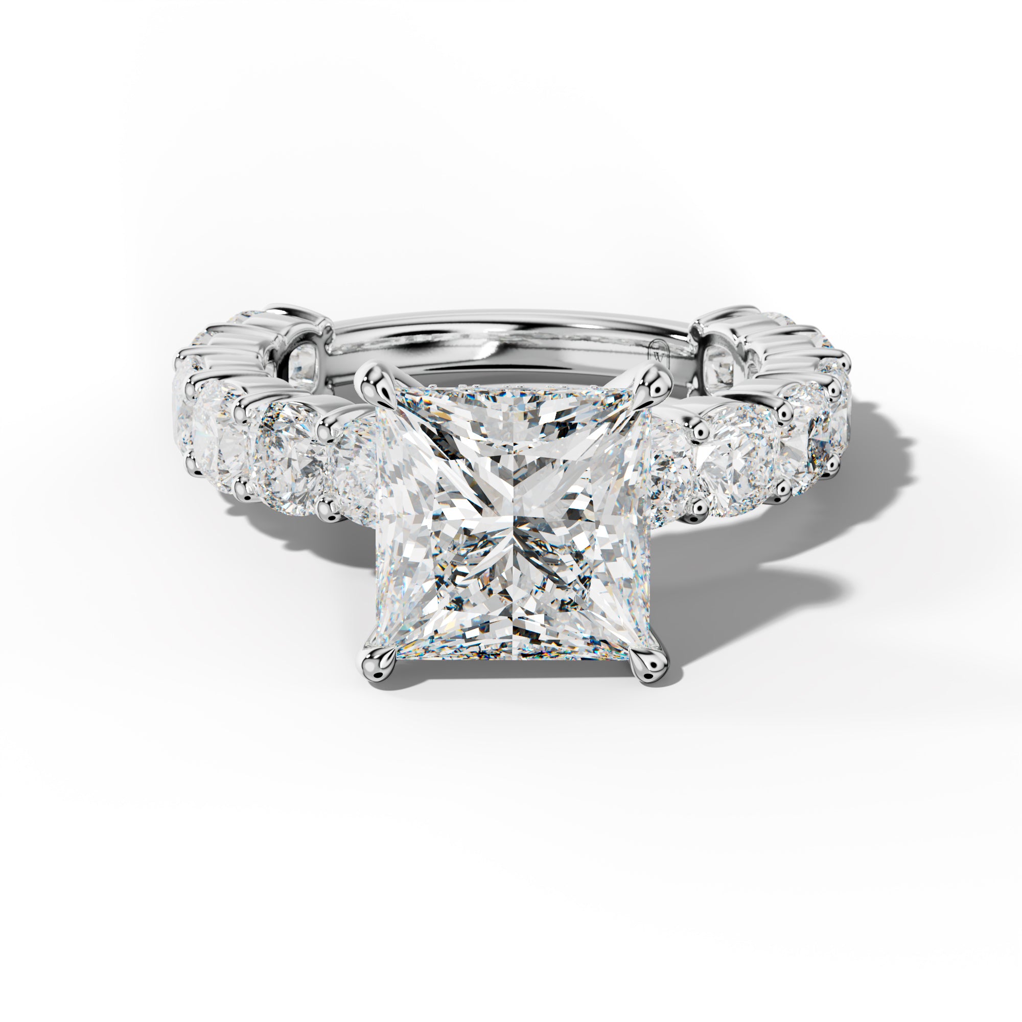 Scottie Princess Cut Engagement Ring With Cushion Side Stones