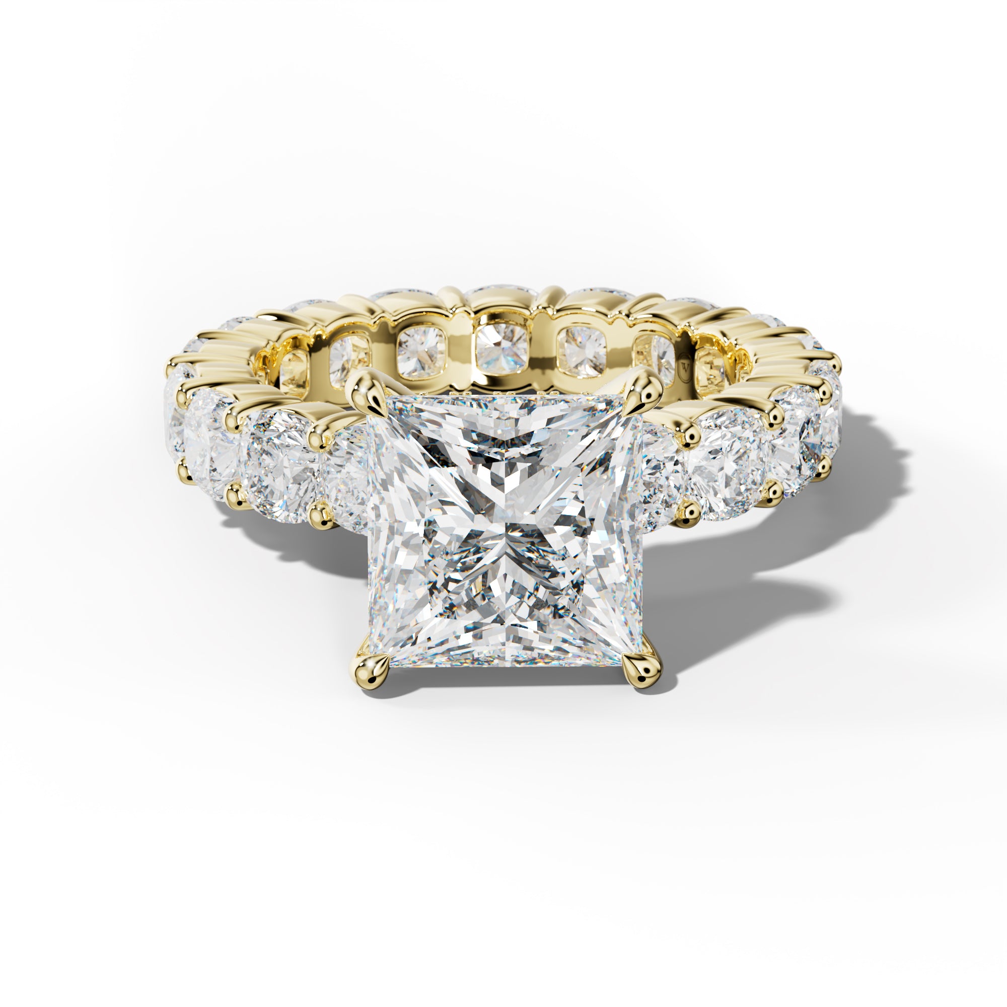 Teagan Princess Cut Engagement Ring With Cushion Side Stones