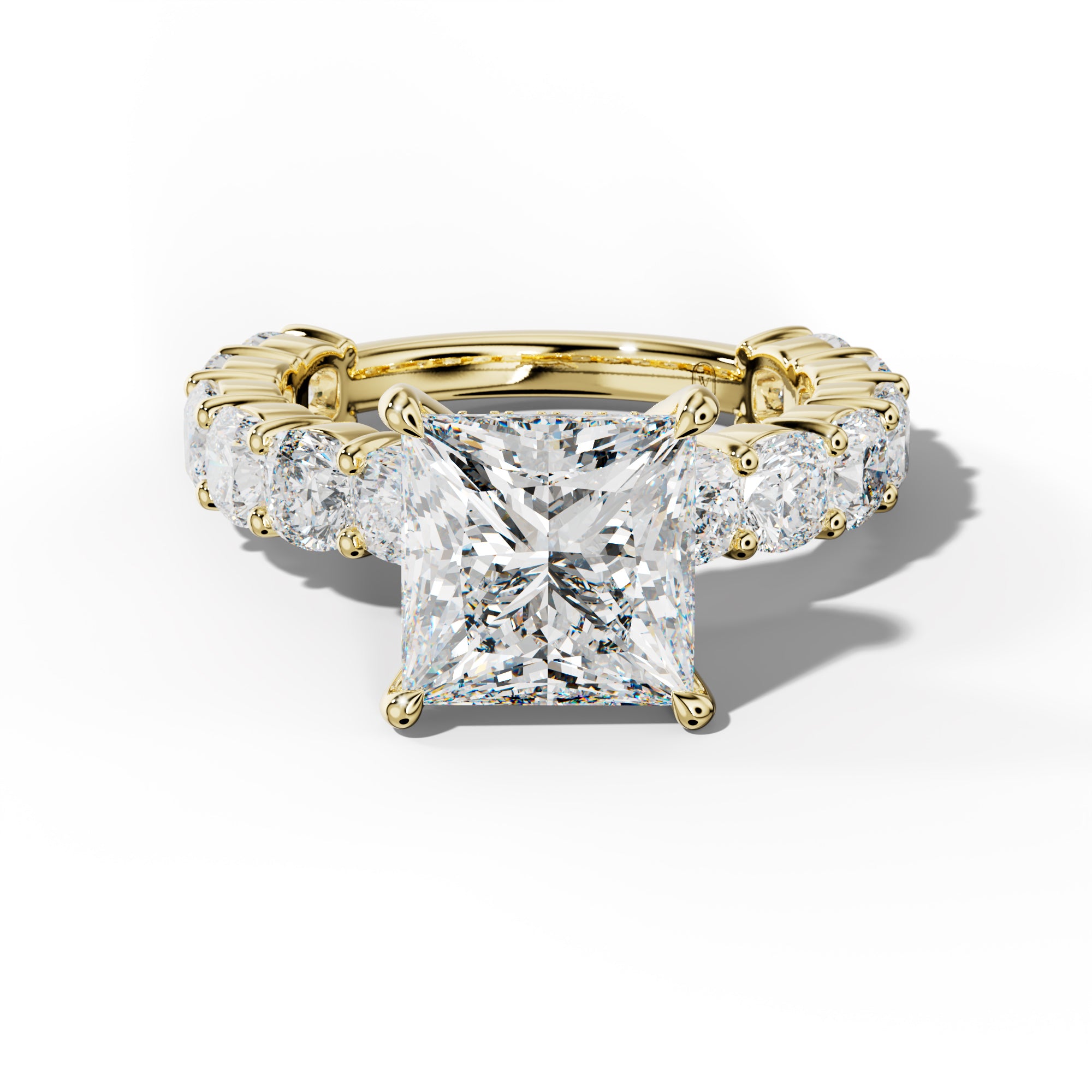 Scottie Princess Cut Engagement Ring With Cushion Side Stones