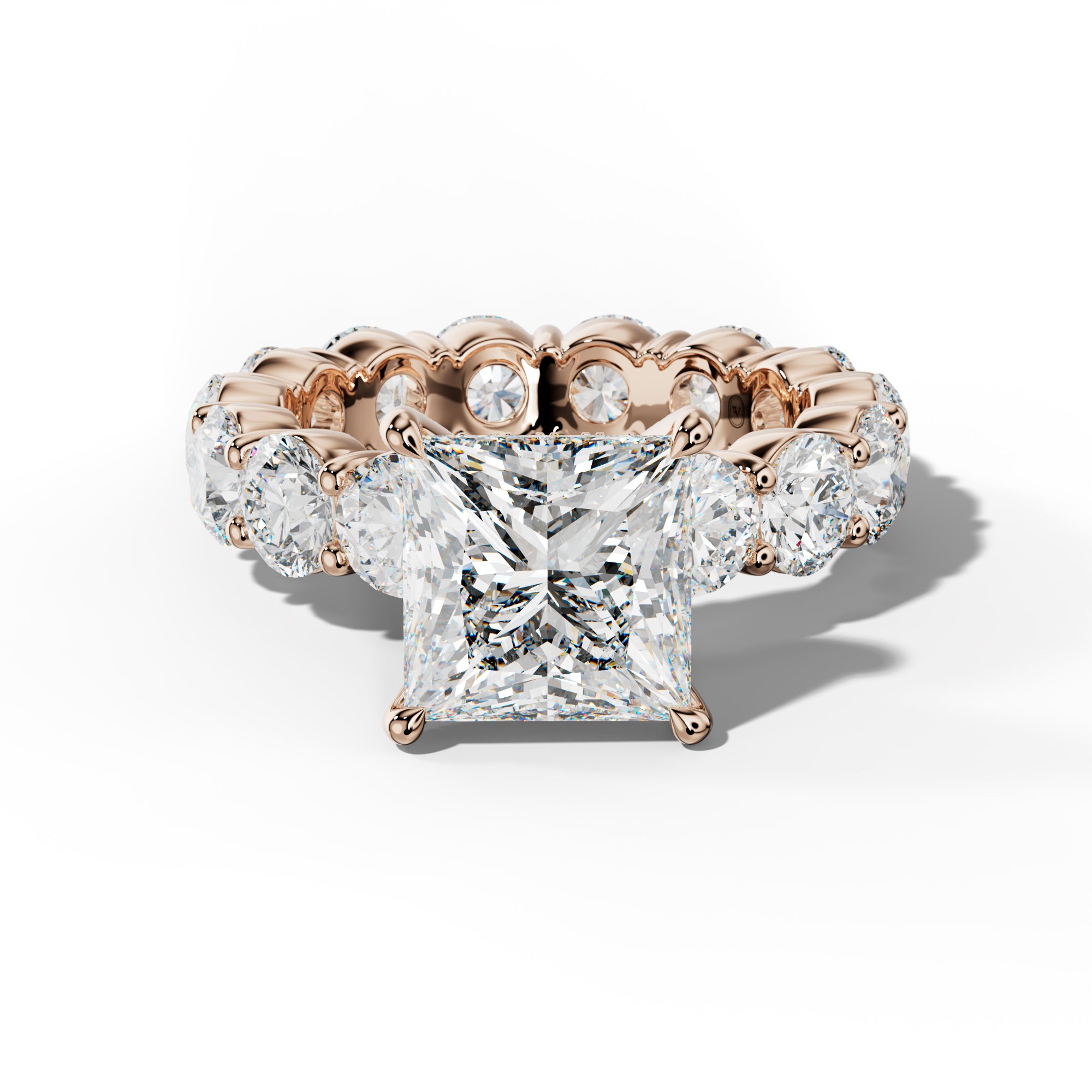 Fernanda Princess Cut Engagement Ring With Round Side Stones