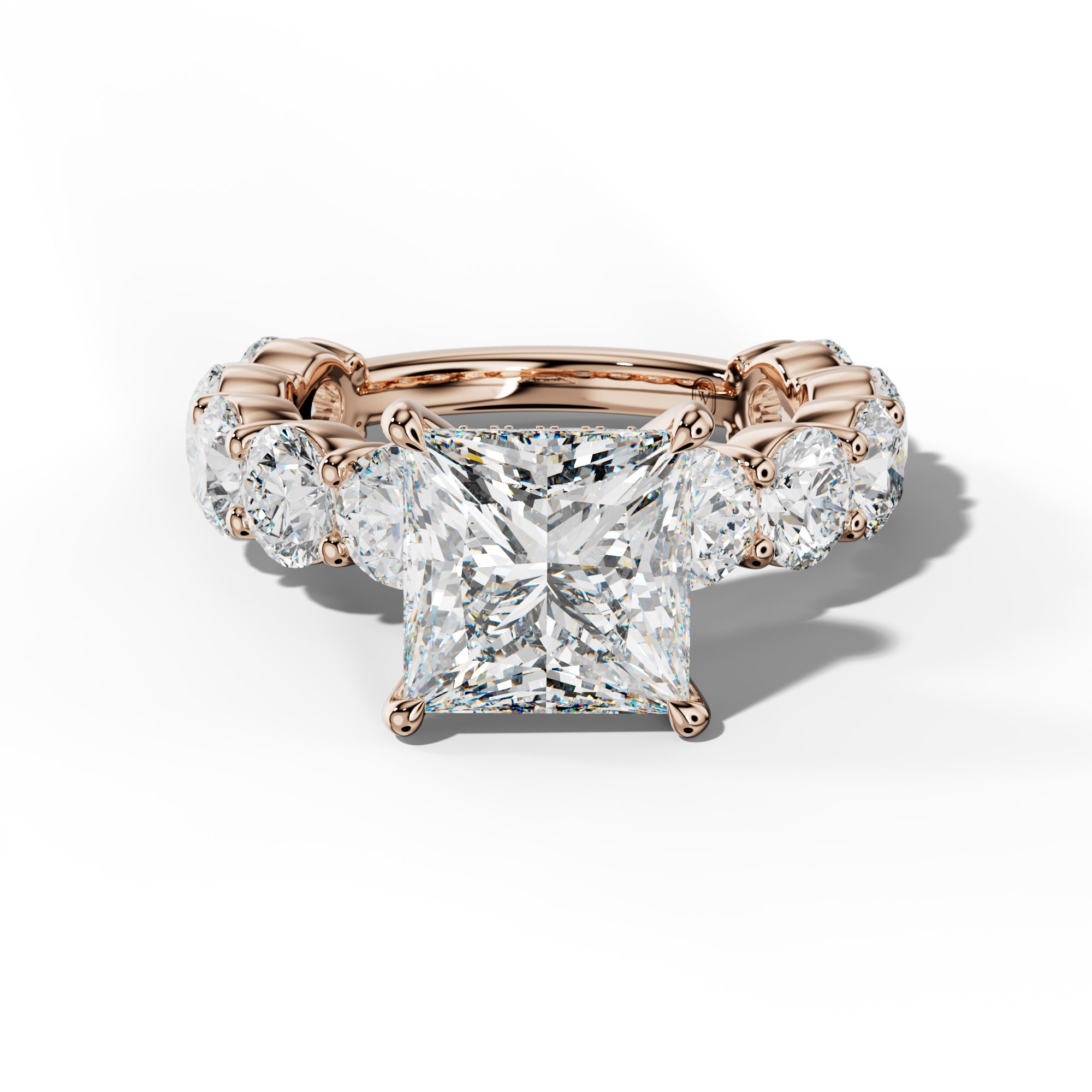 Marley Princess Cut Engagement Ring With Round Side Stones