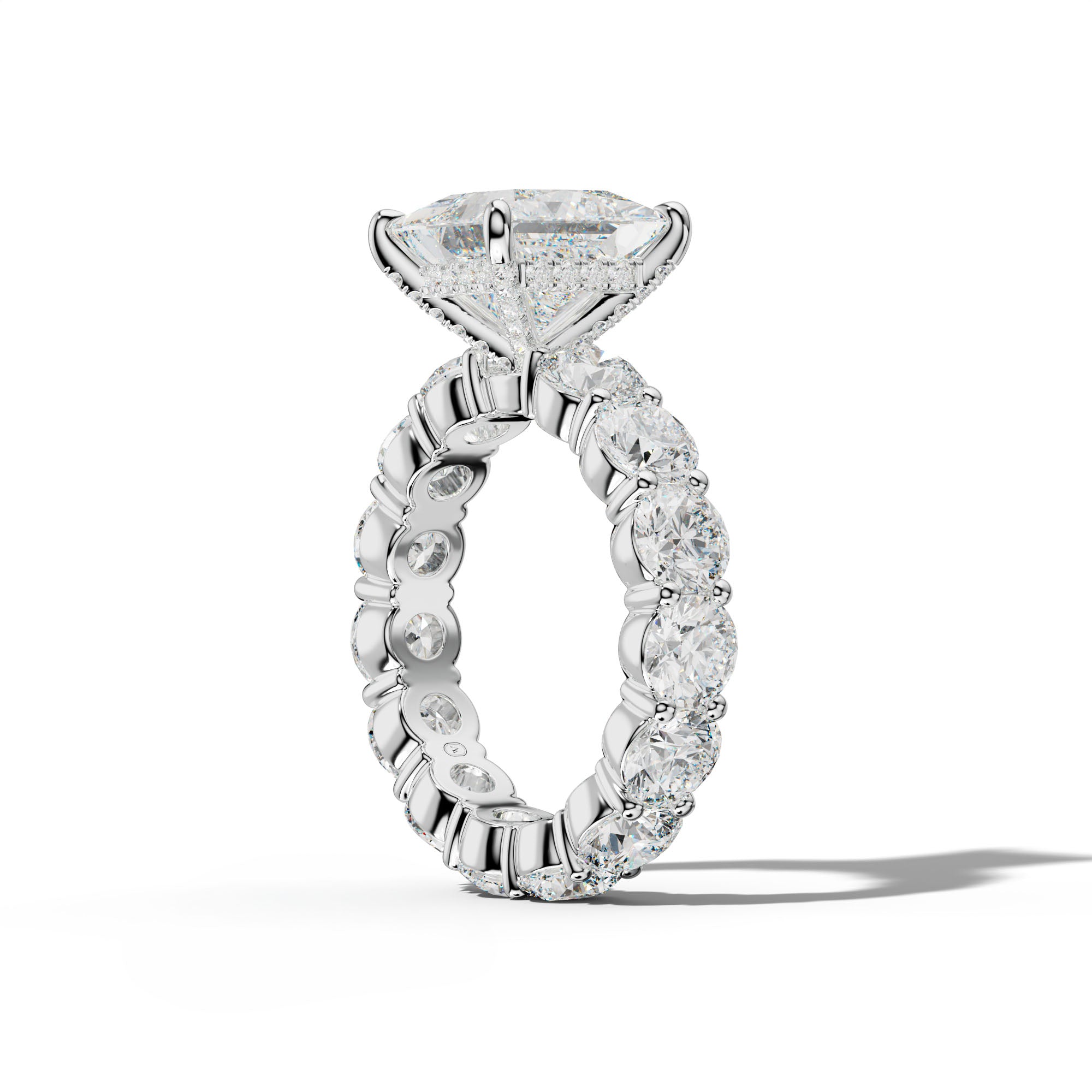 Fernanda Princess Cut Engagement Ring With Round Side Stones
