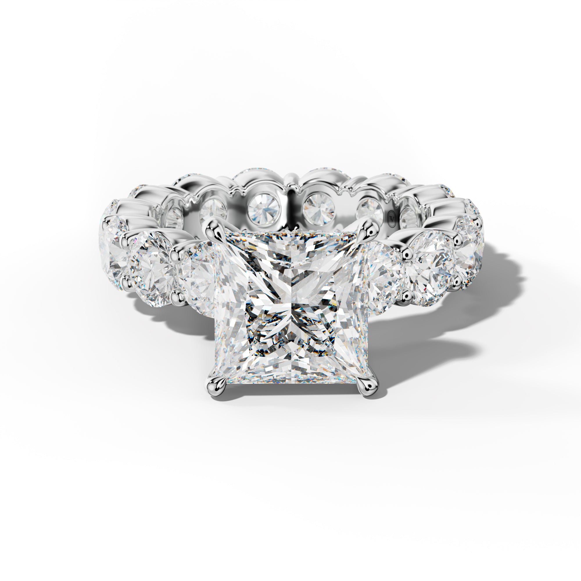 Fernanda Princess Cut Engagement Ring With Round Side Stones