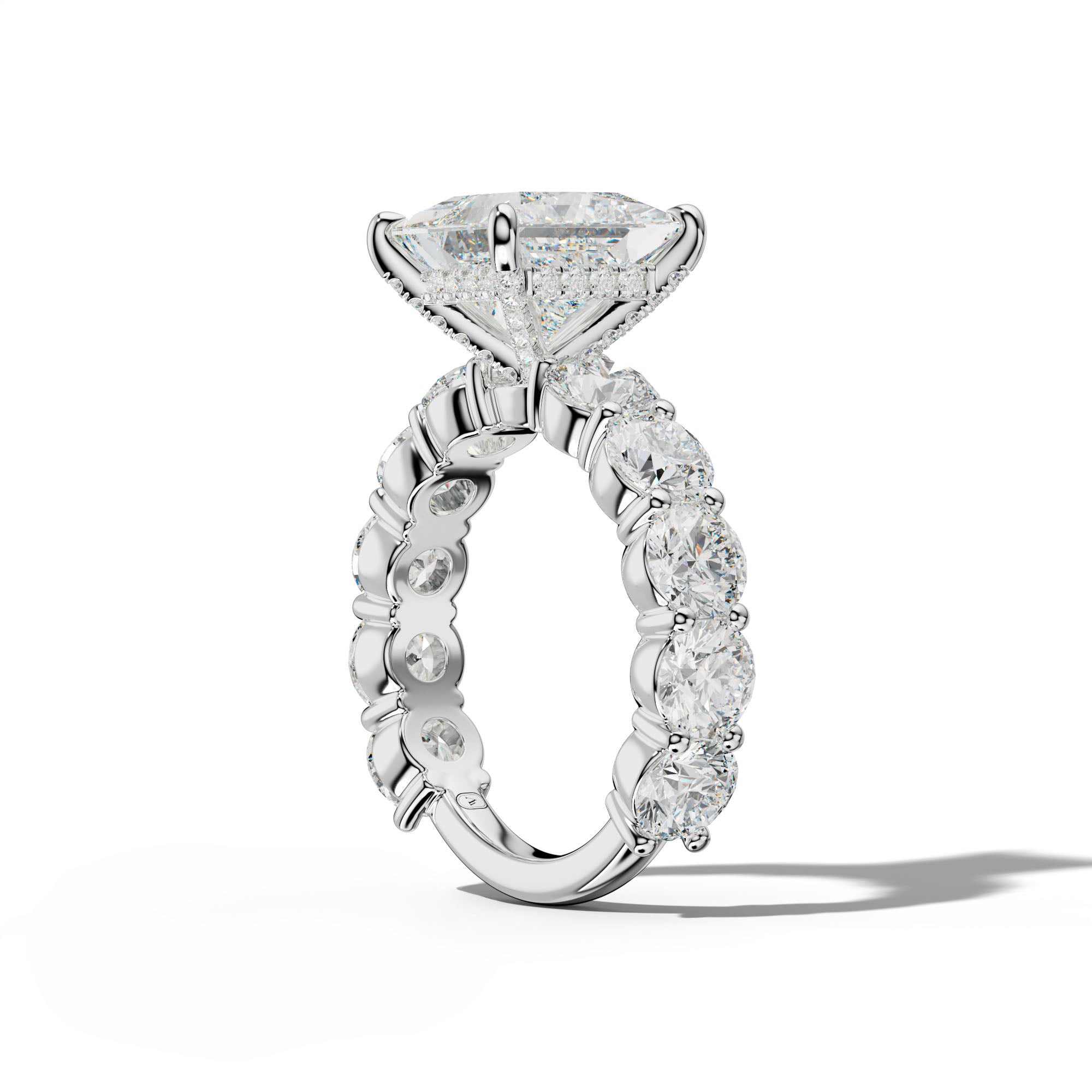 Marley Princess Cut Engagement Ring With Round Side Stones